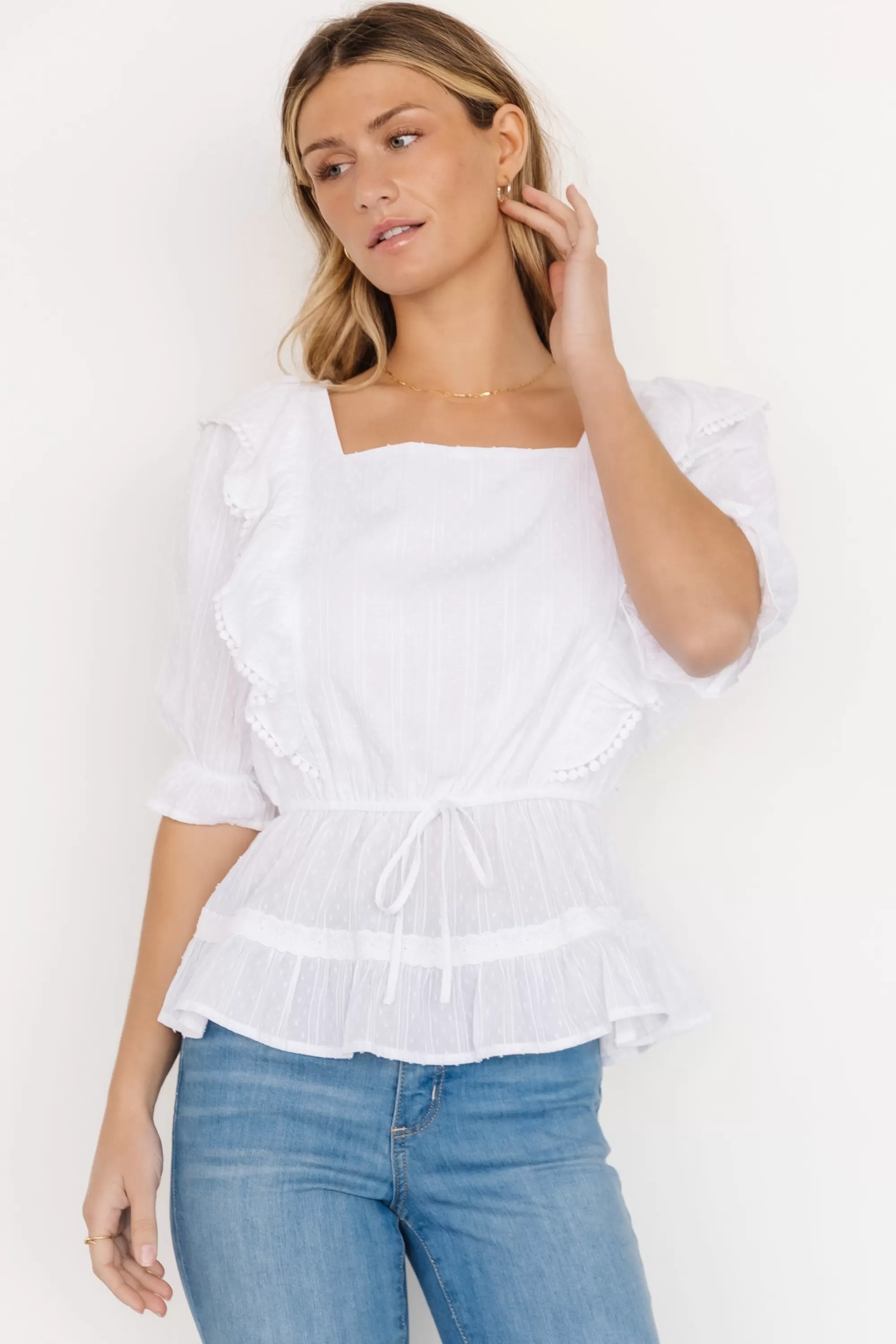 Baltic Born blouses + shirts | Adley Ruffle Top | White