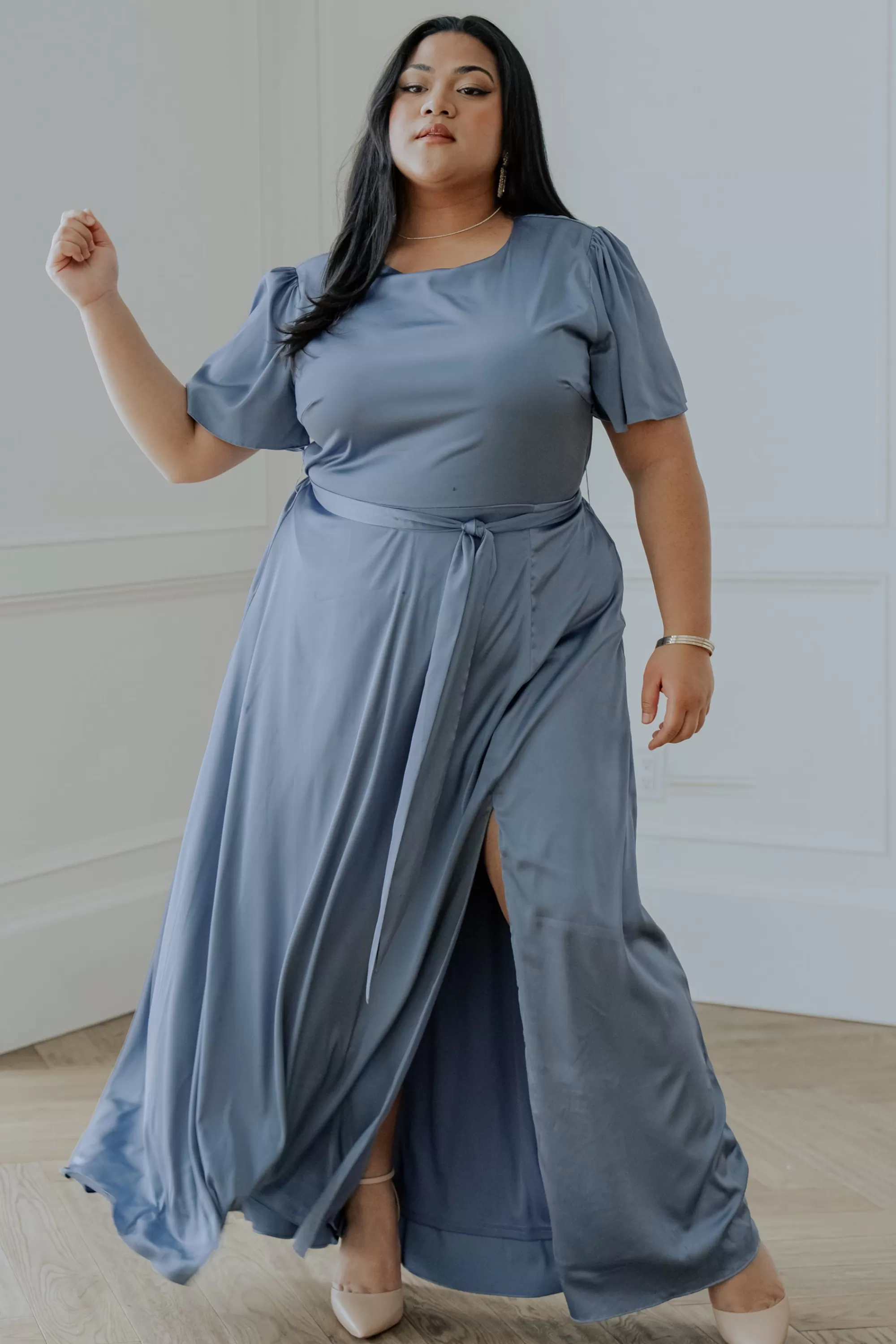 Baltic Born WEDDING SUITE | wedding guest | Agnes Satin Maxi Dress | Whisper Blue