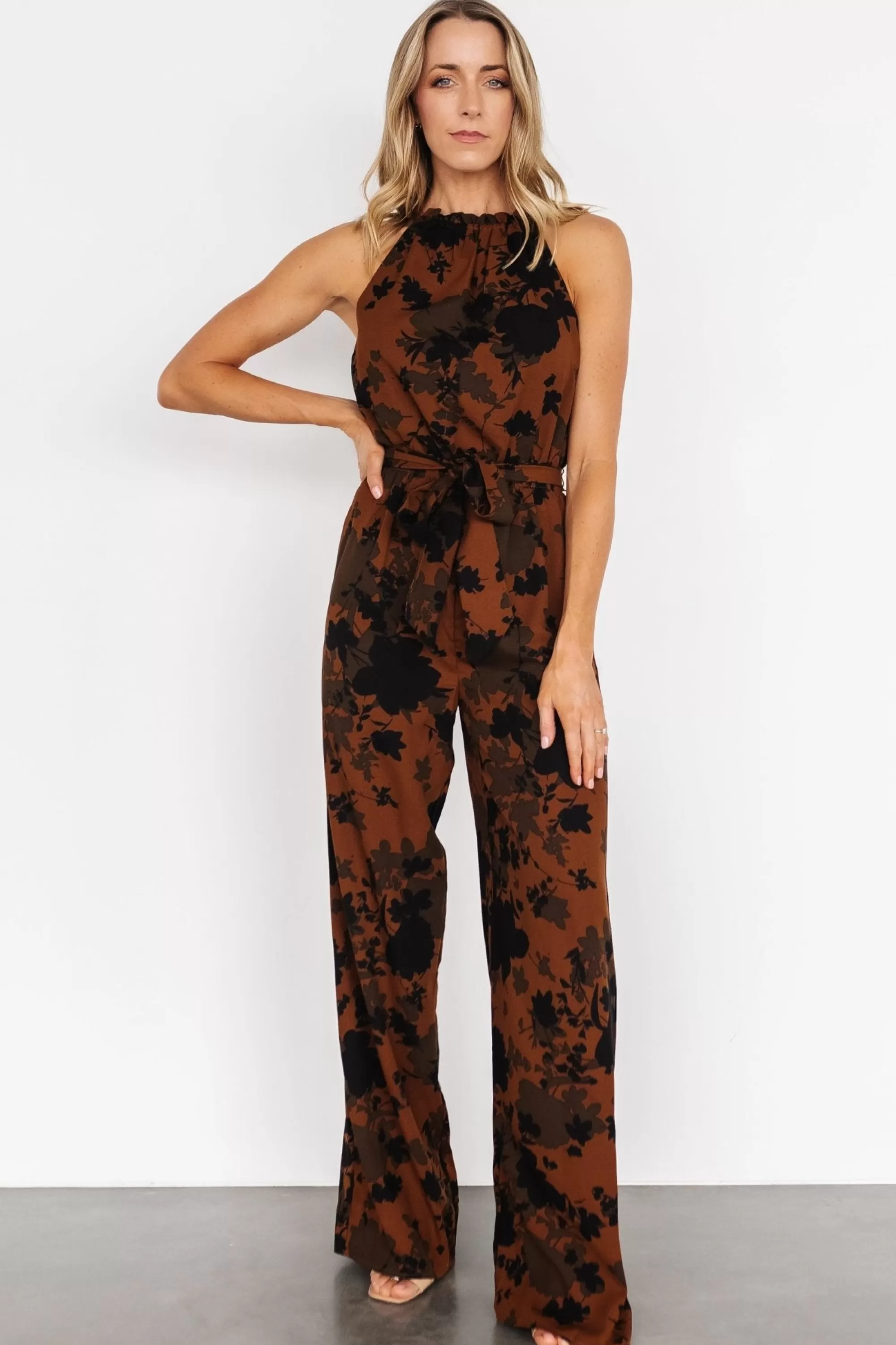 Baltic Born JUMPSUITS + ROMPERS | Alameda Halter Jumpsuit | Espresso Print