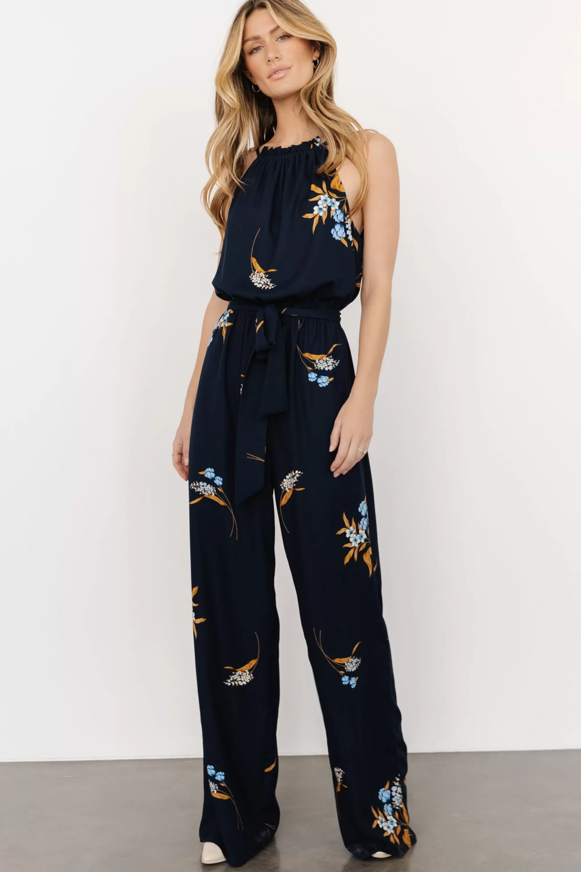 Baltic Born JUMPSUITS + ROMPERS | Alameda Halter Jumpsuit | Navy Blue Floral