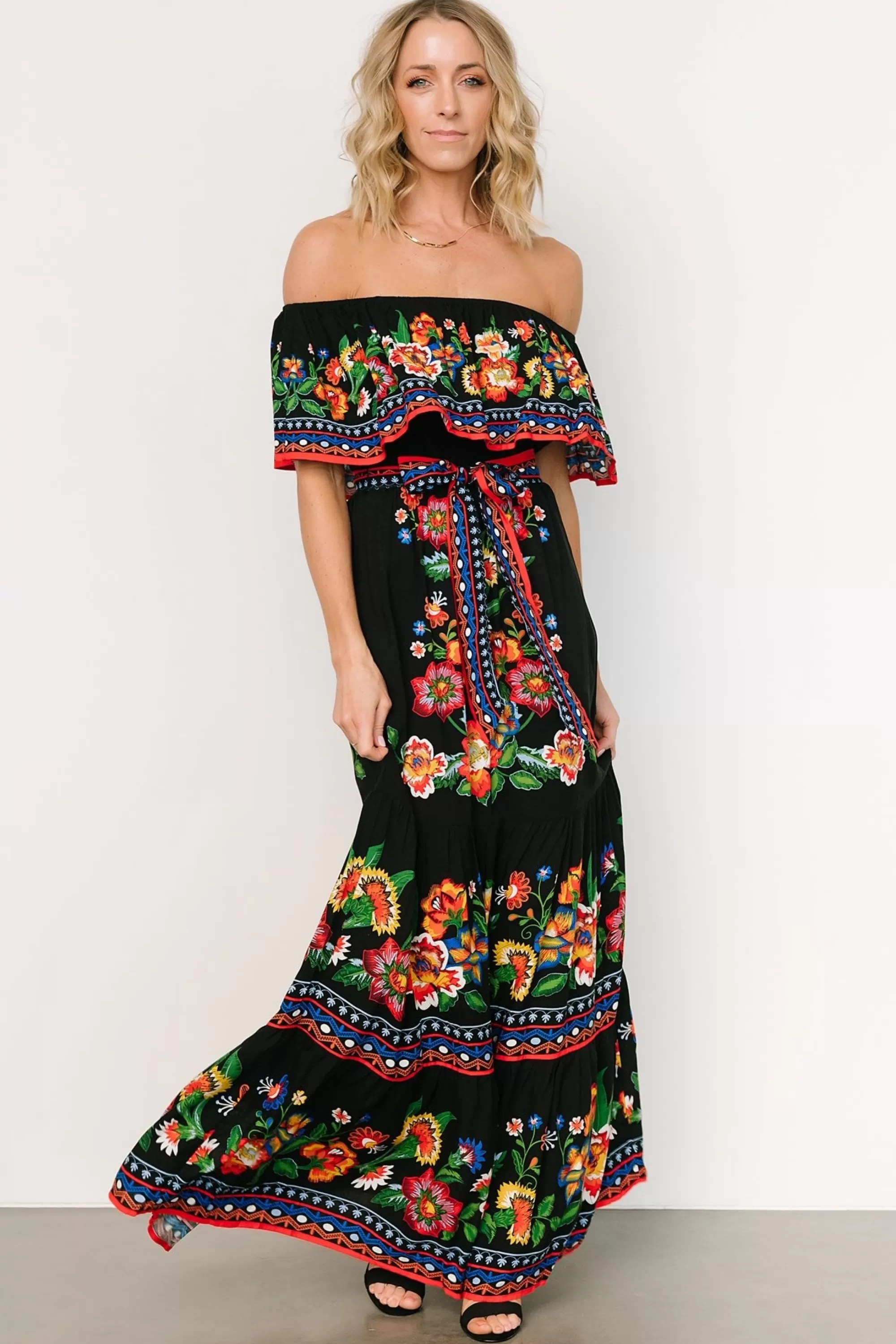 Baltic Born DRESSES | maxi dresses | Alejandra Maxi Dress | Black Multi Floral