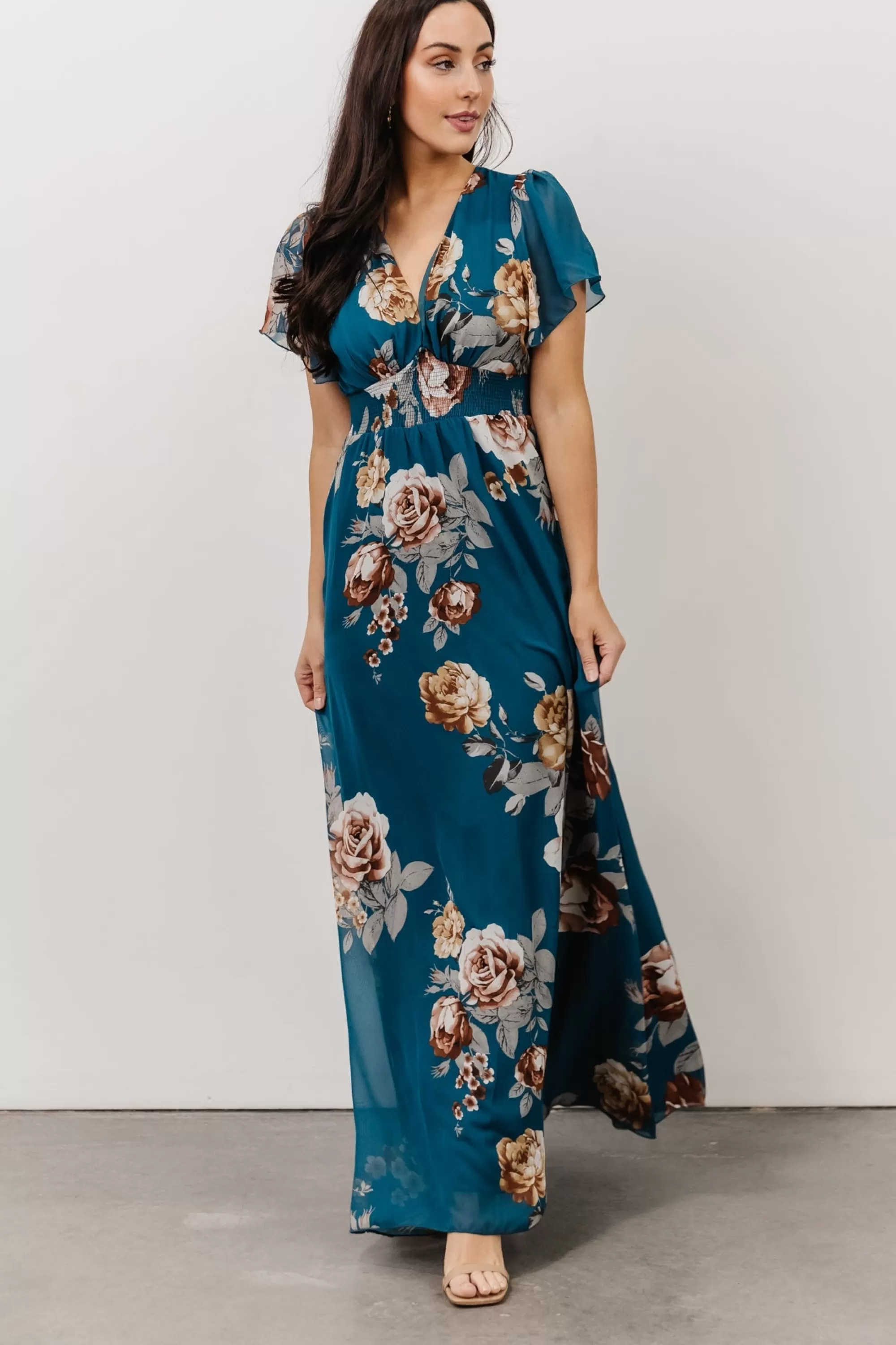 Baltic Born SALE | Alexandria Smocked Maxi Dress | Blue Floral