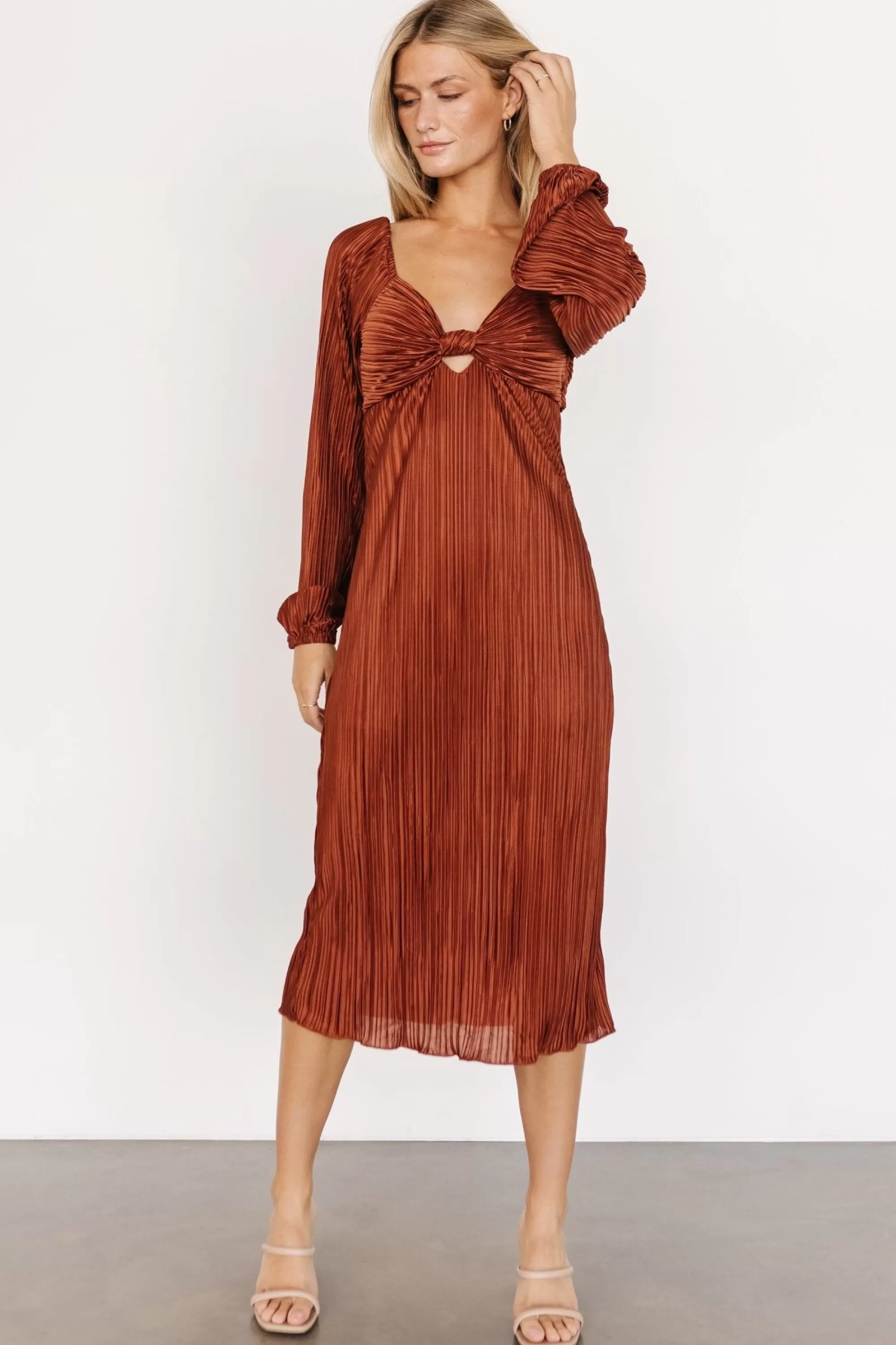 Baltic Born DRESSES | midi dresses | Amani Pleated Midi Dress | Cinnamon