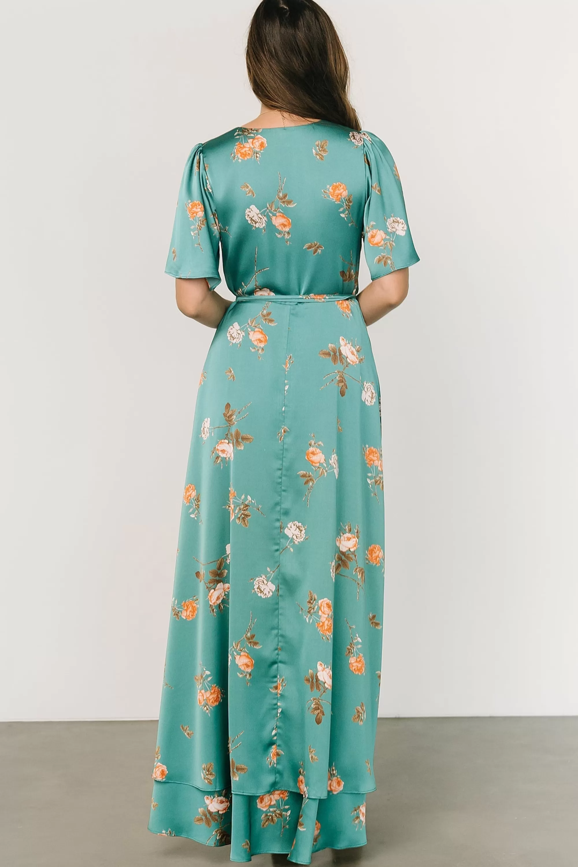 Baltic Born SALE | Amara Wrap Dress | Green + Coral Floral