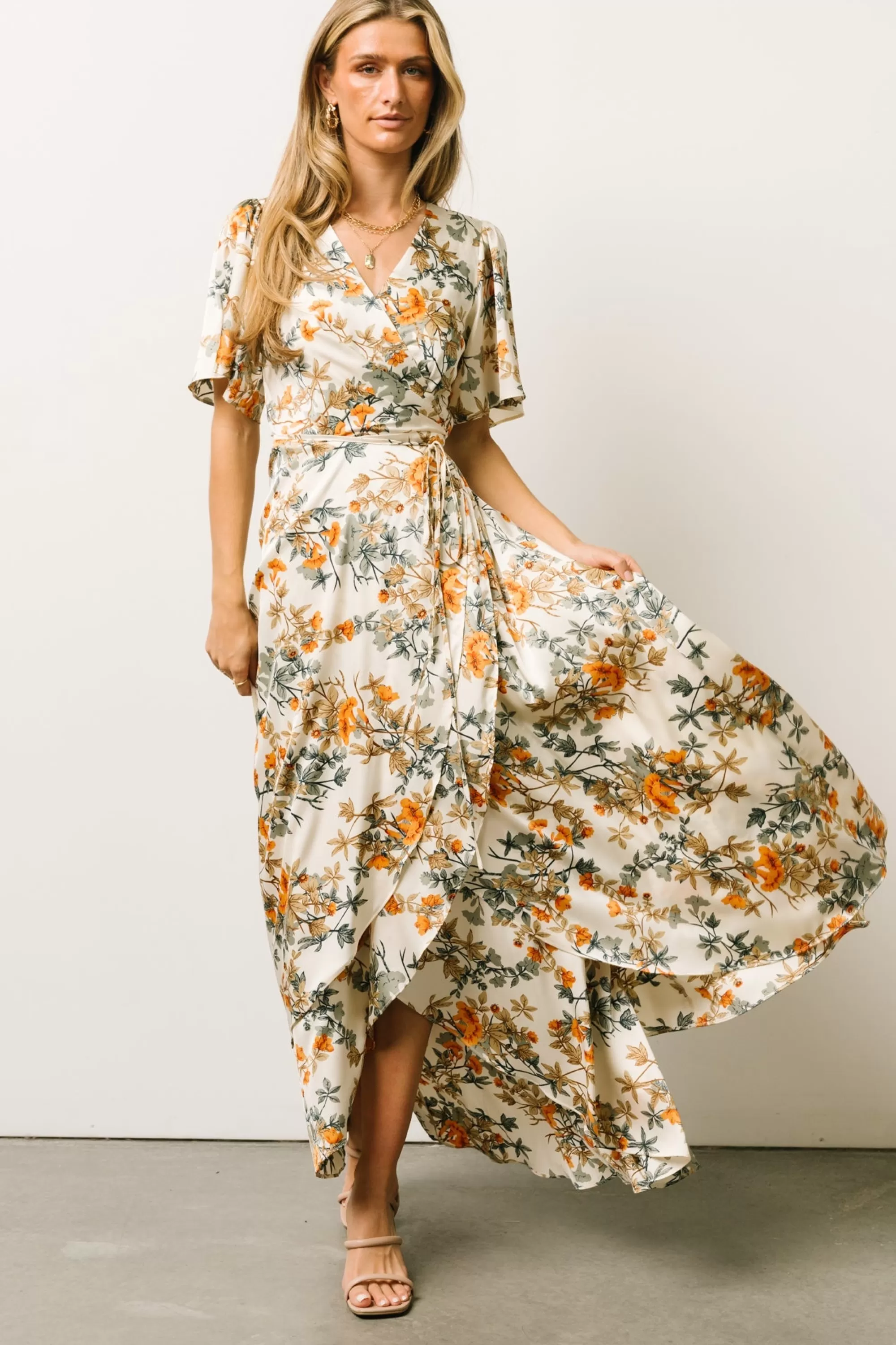 Baltic Born SALE | Amara Wrap Dress | Ivory Multi Floral