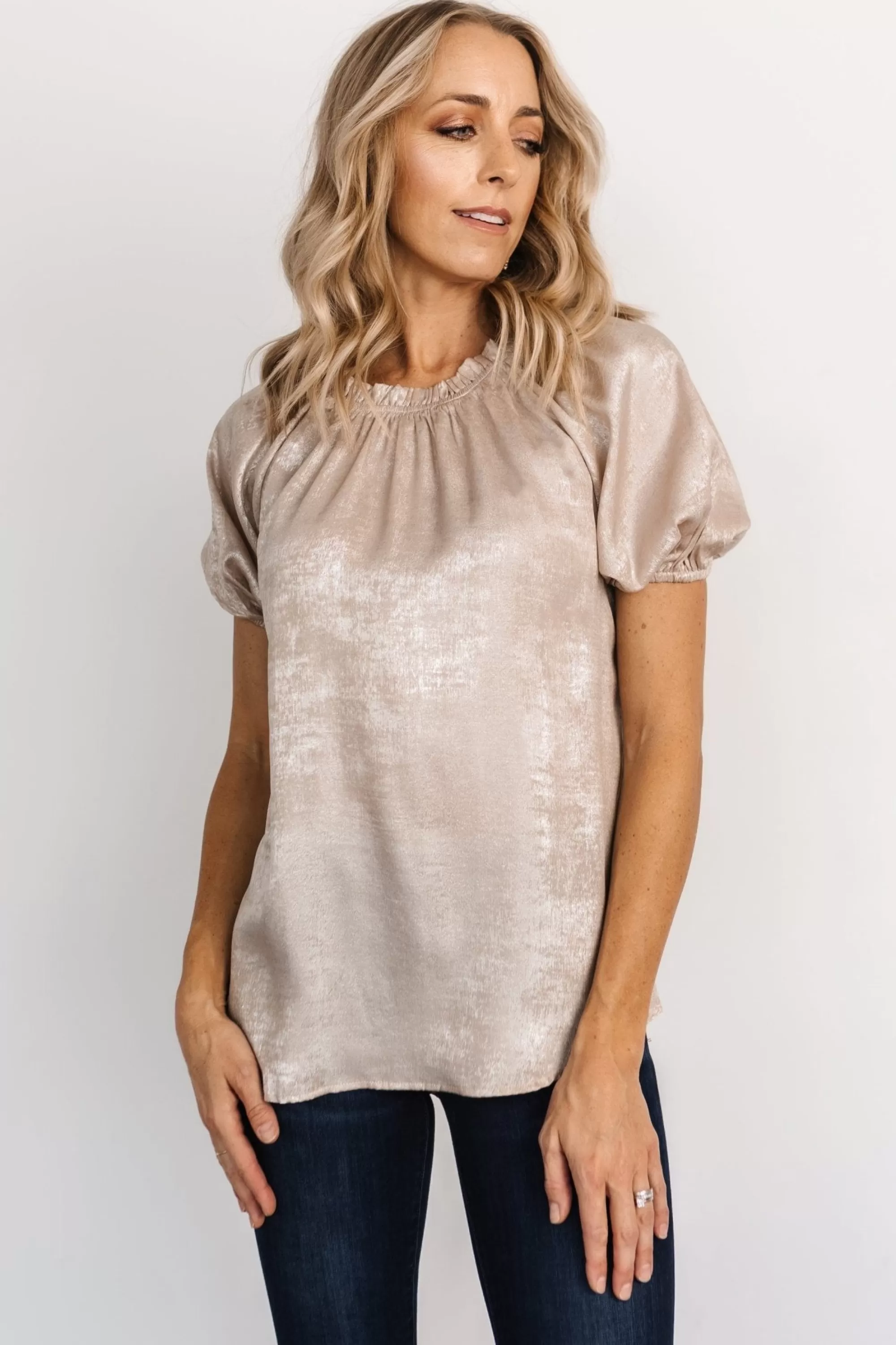 Baltic Born blouses + shirts | Angelica Shimmer Top | Champagne