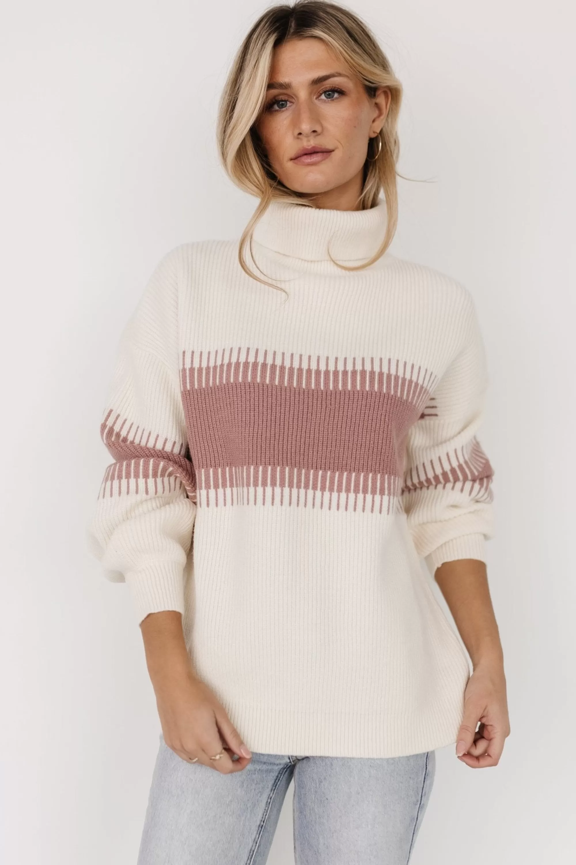 Baltic Born TOPS | sweaters | Antonov Turtle Neck Sweater | Mauve + Cream