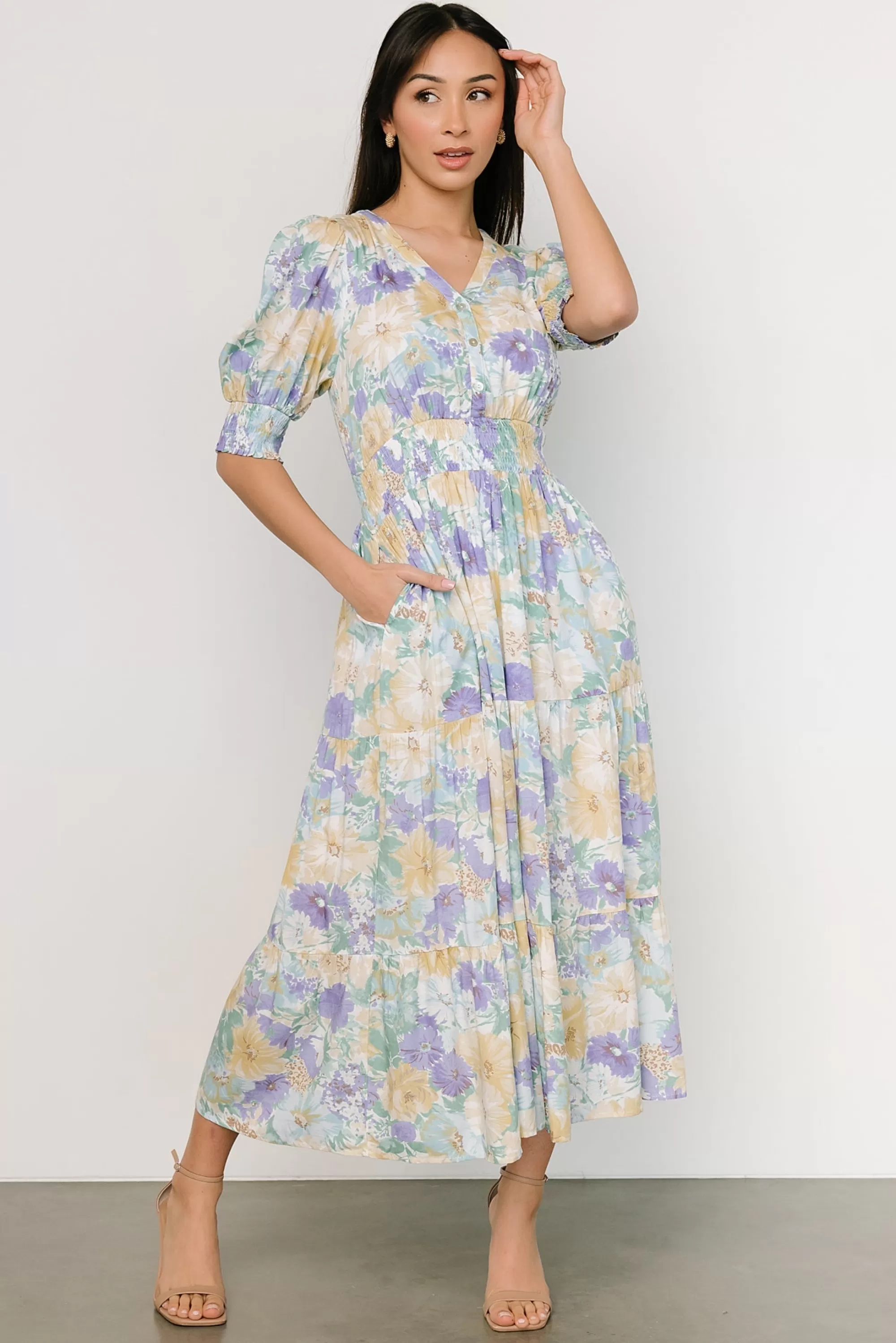 Baltic Born SALE | Anya Midi Dress | Blue Multi Floral