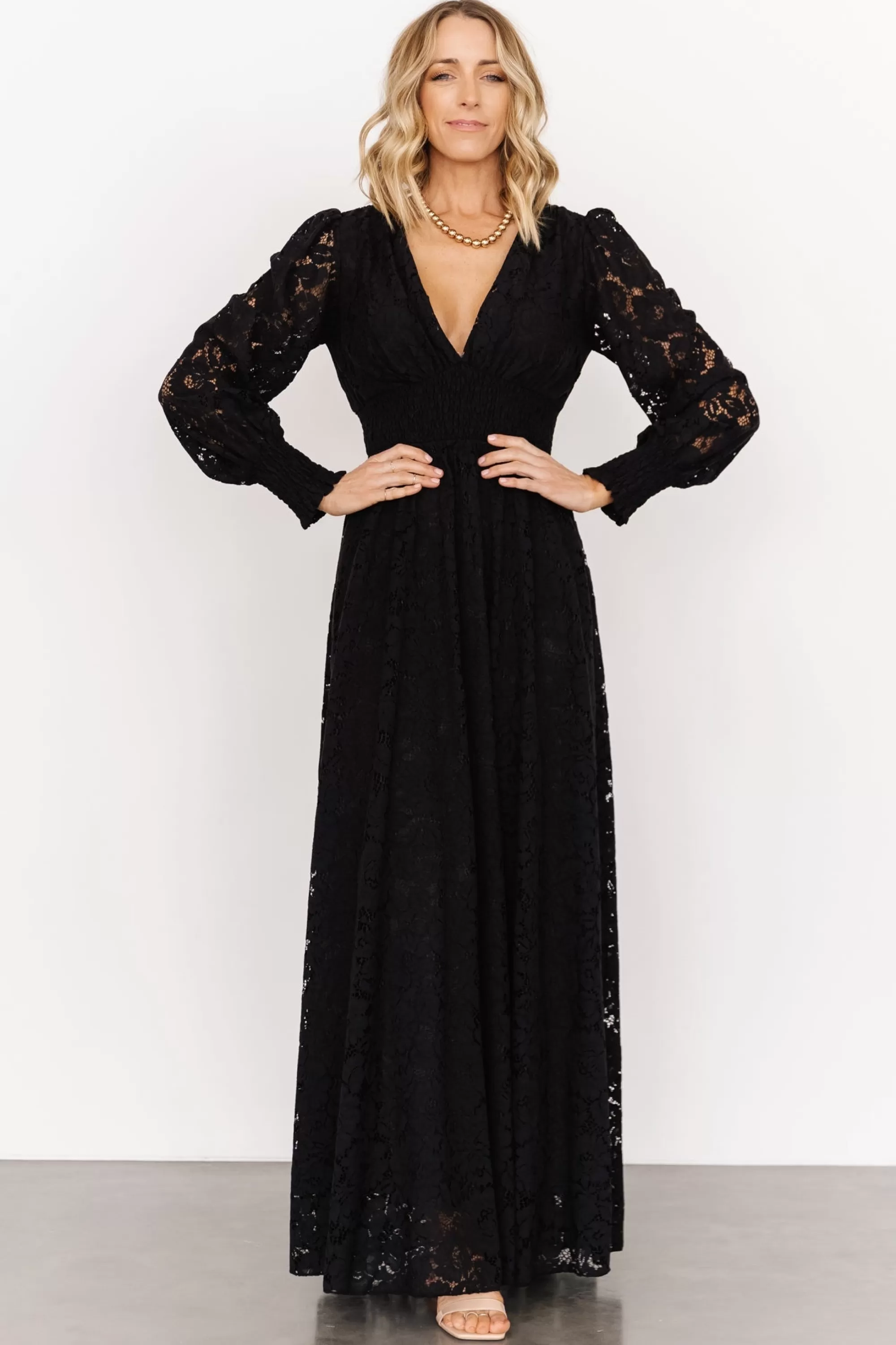 Baltic Born bump friendly | EXTENDED SIZING | Aphrodite Lace Maxi Dress | Black