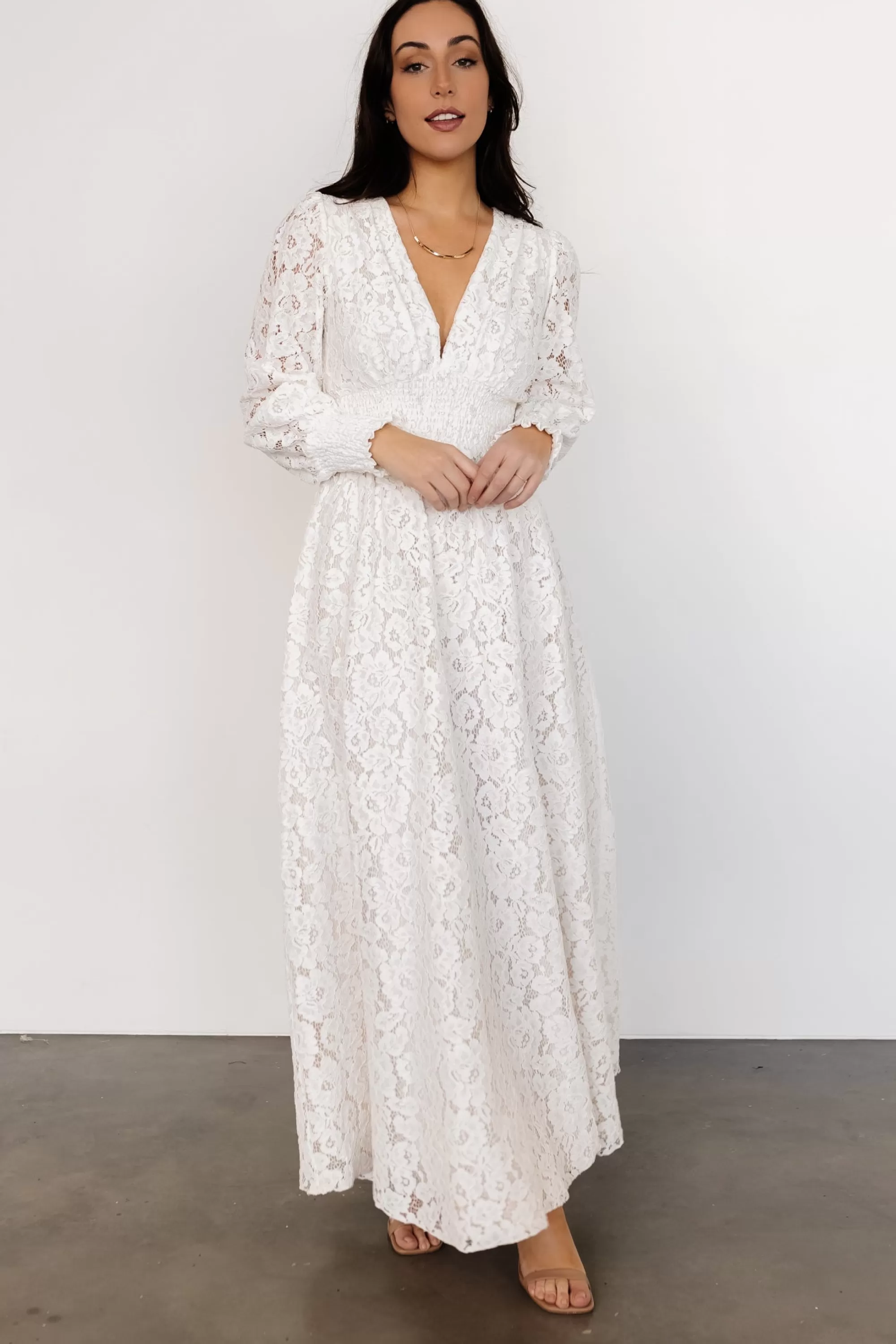 Baltic Born bump friendly | EXTENDED SIZING | Aphrodite Lace Maxi Dress | Off White