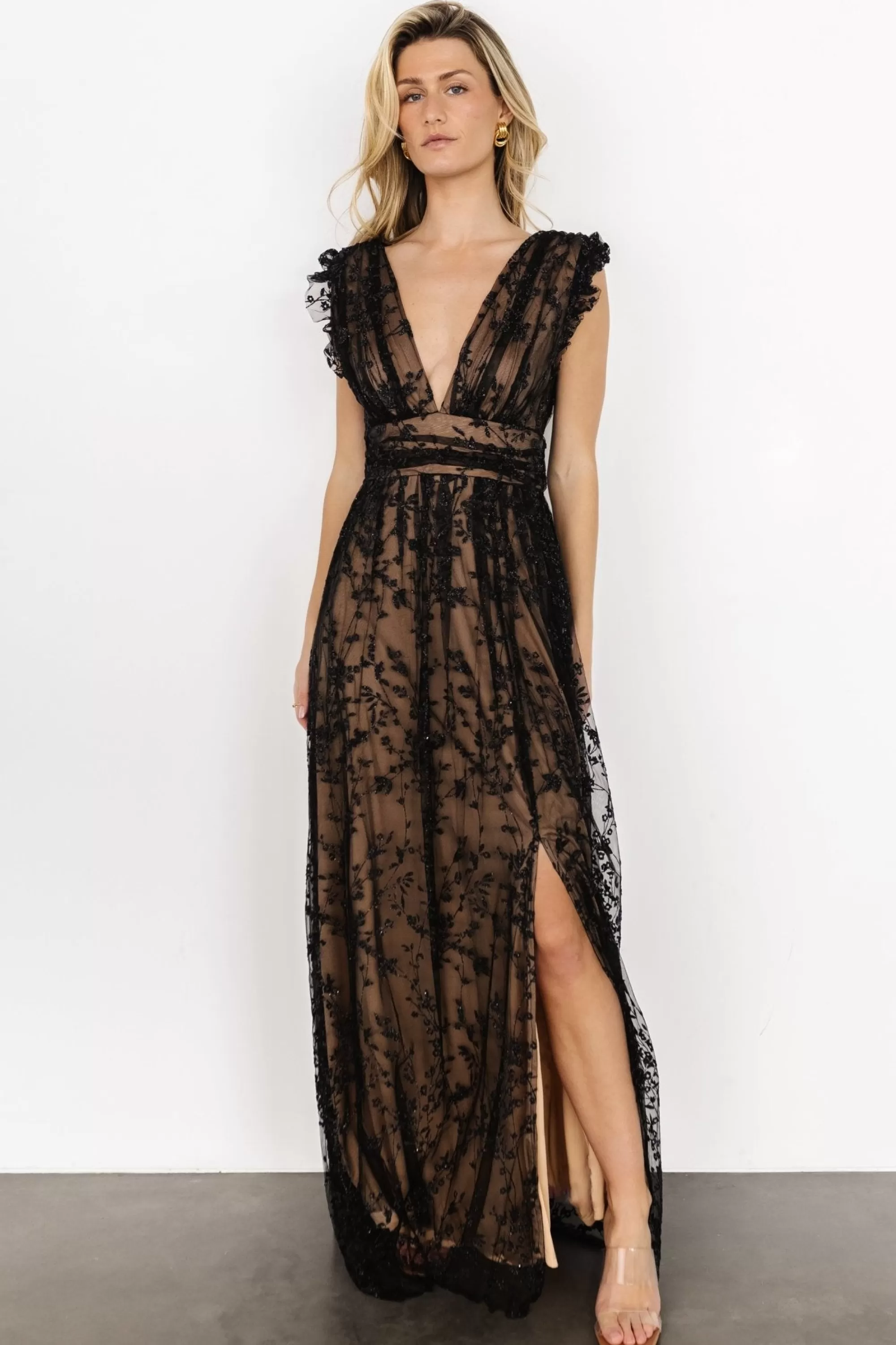 Baltic Born embellished + sequined | Arlene Shimmer Gown | Black + Nude