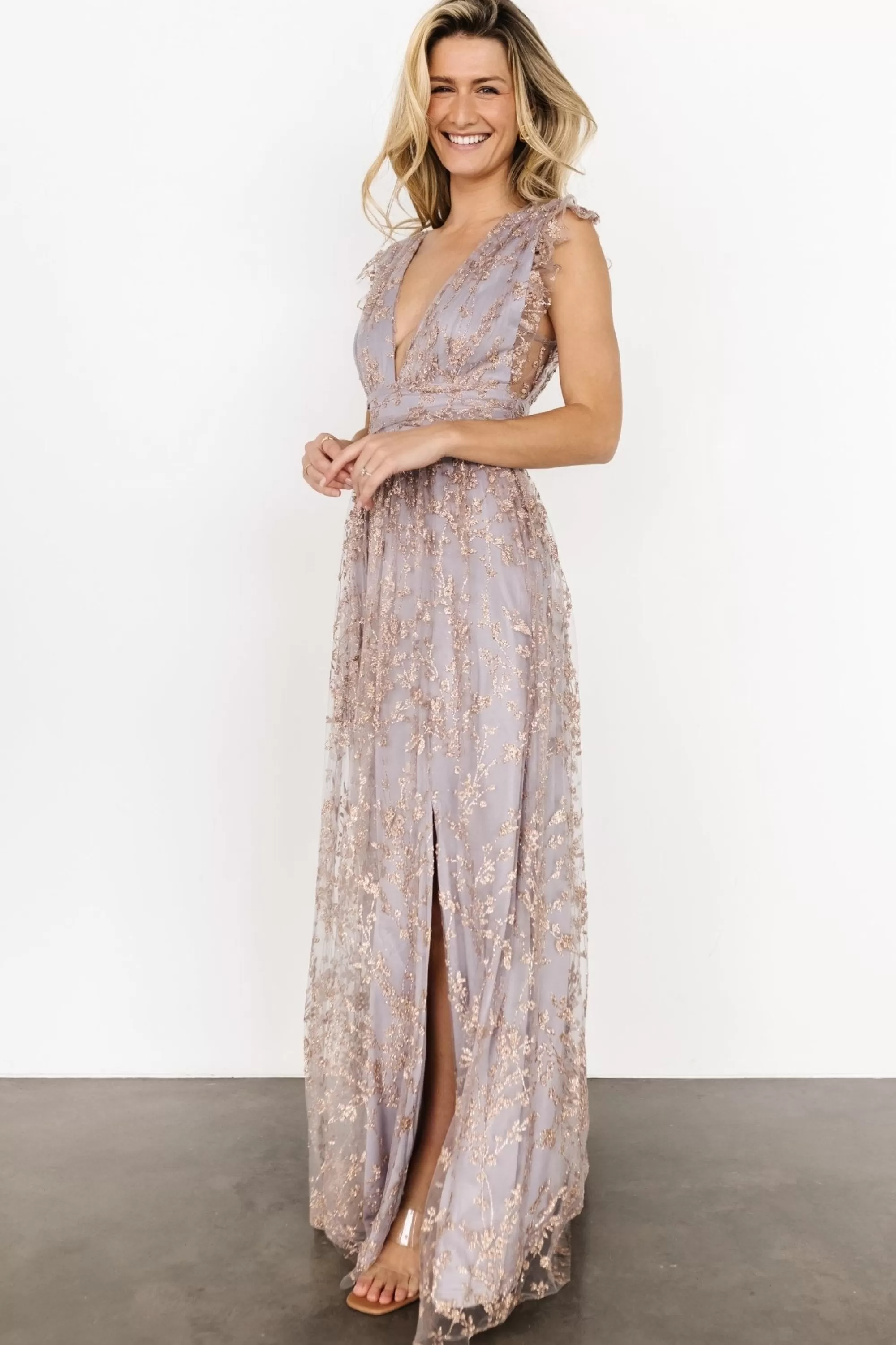 Baltic Born embellished + sequined | Arlene Shimmer Gown | Dusty Lilac + Rose