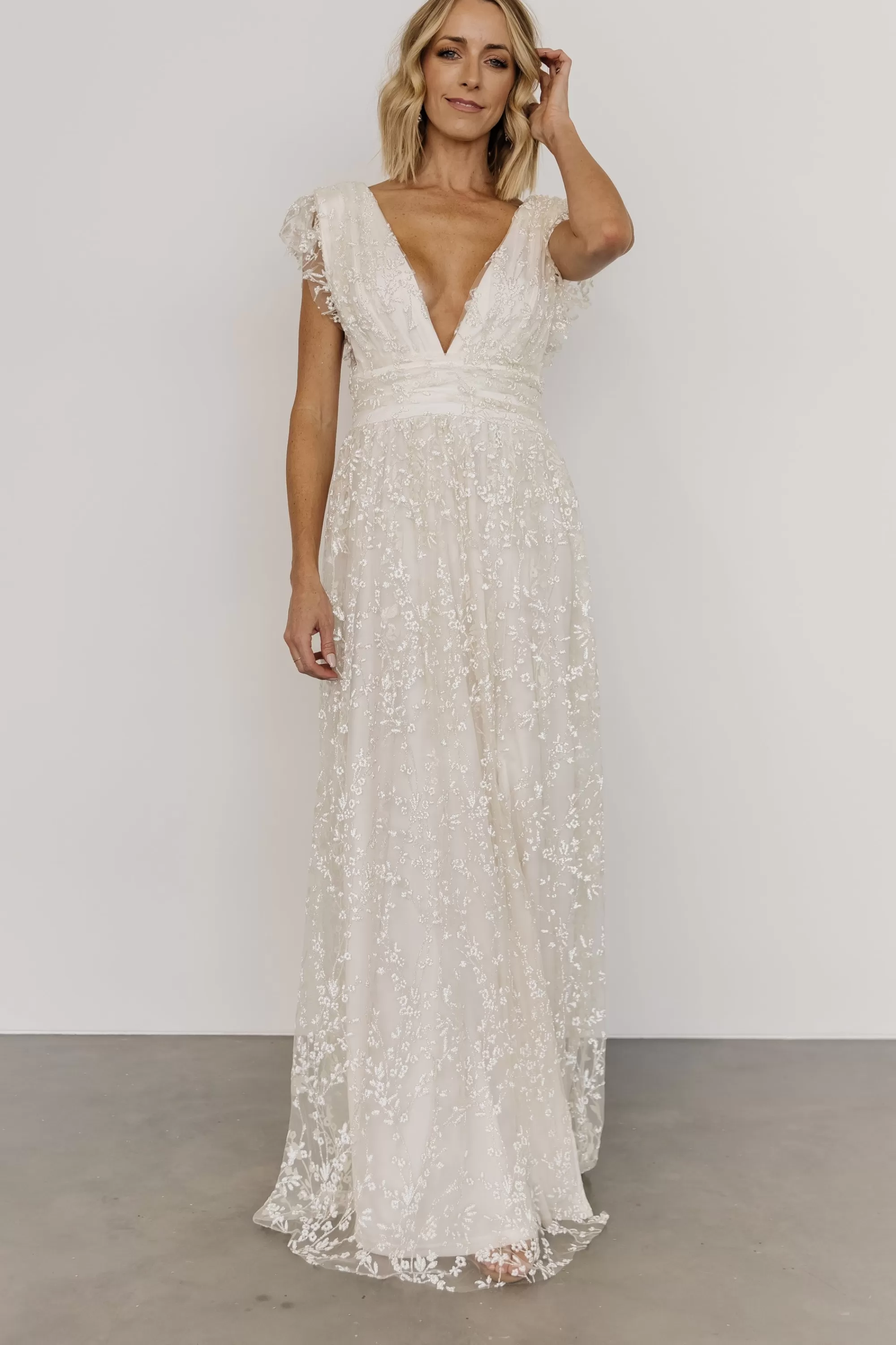 Baltic Born embellished + sequined | Arlene Shimmer Gown | Ivory