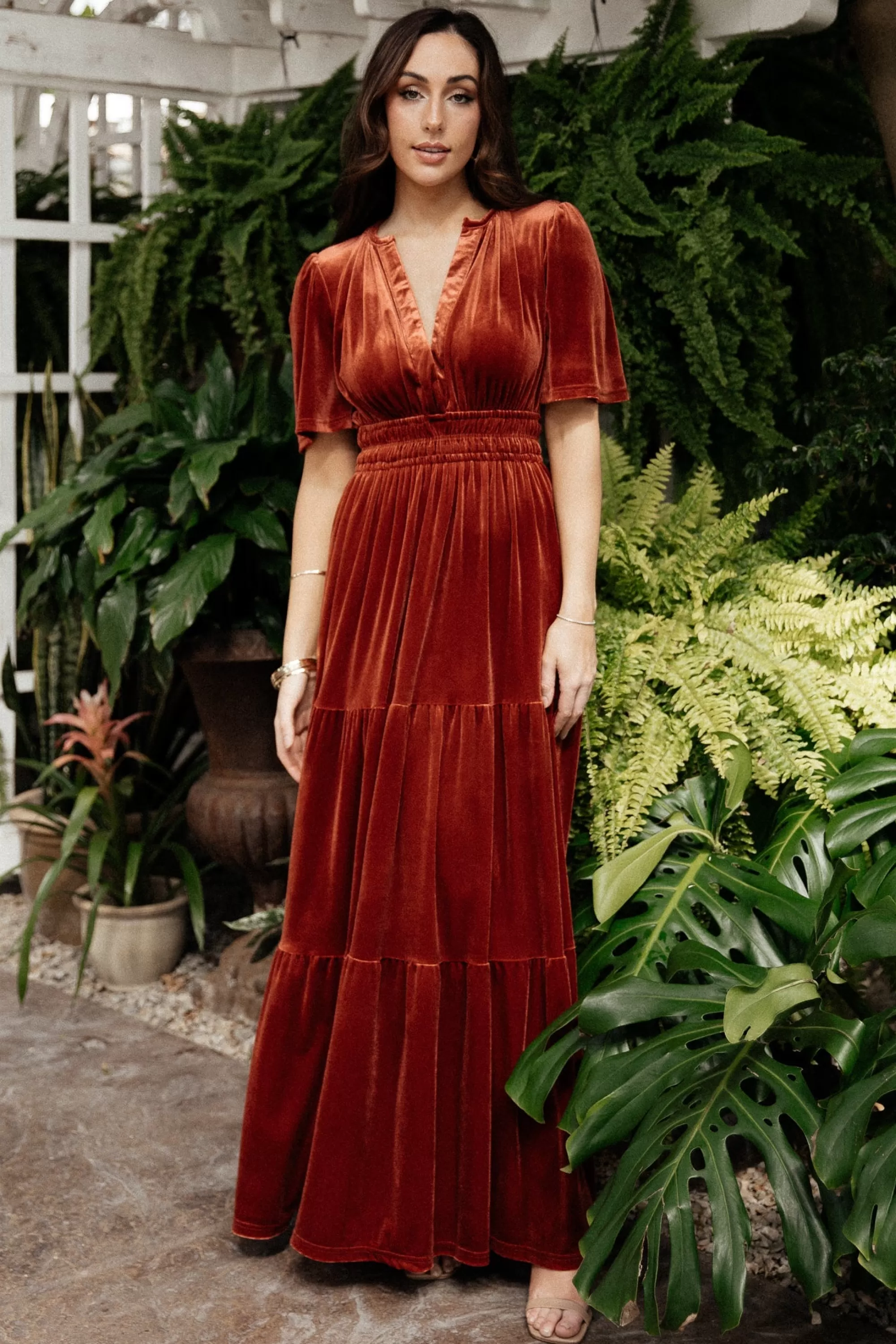 Baltic Born maxi dresses | EXTENDED SIZING | Artemis Velvet Maxi Dress | Terracotta