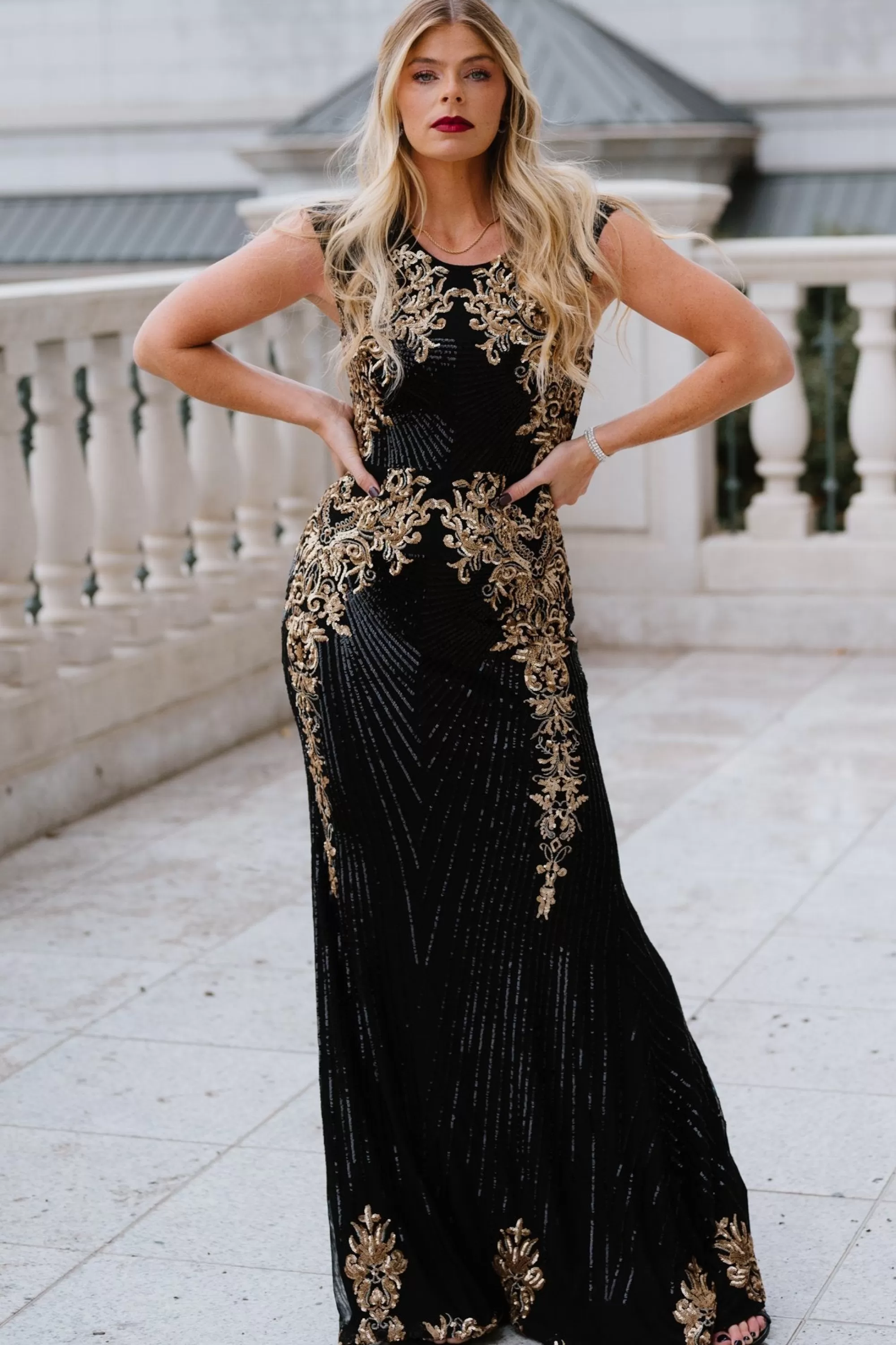 Baltic Born embellished + sequined | Azura Gown | Black and Gold