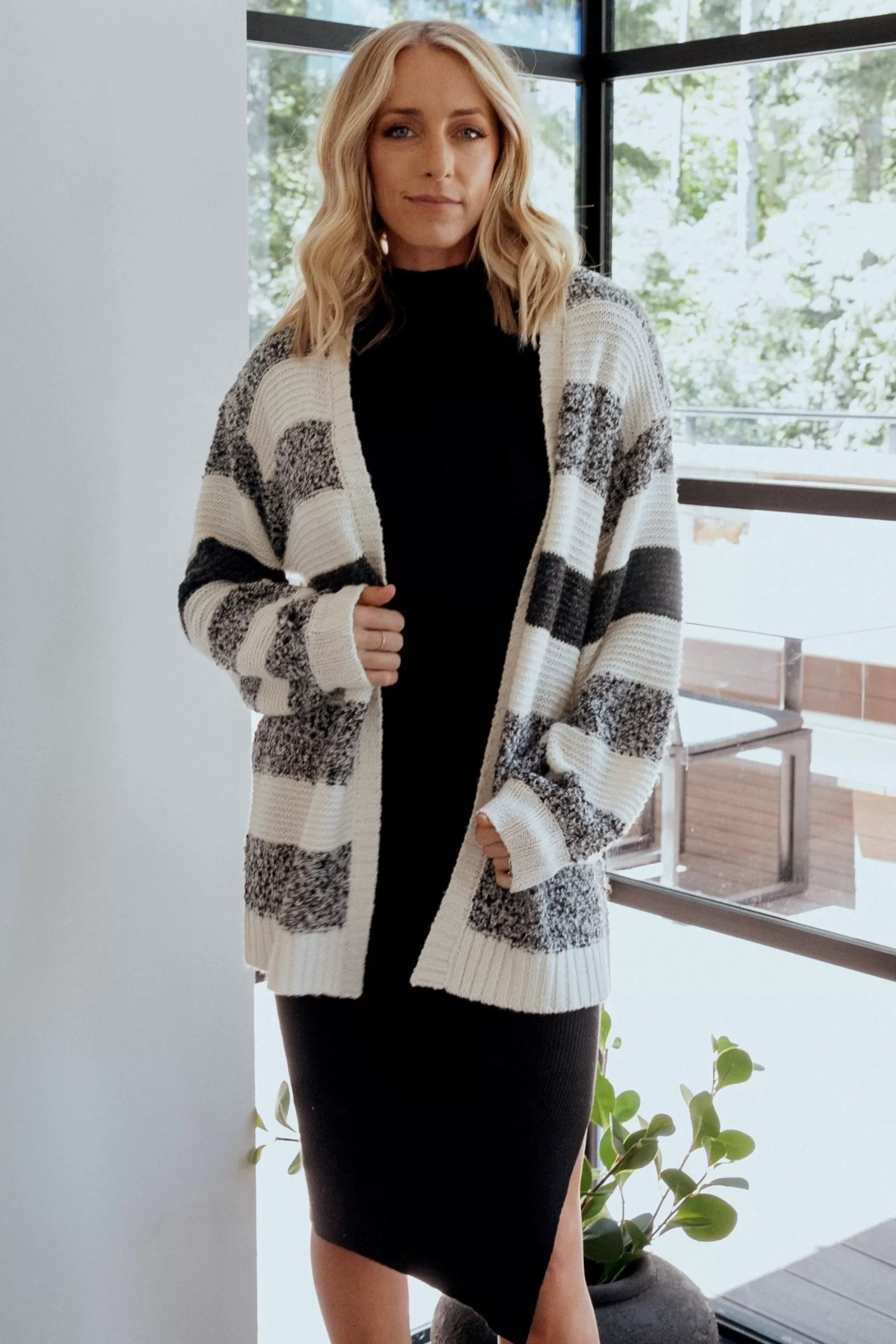 Baltic Born cardigans | Banff Stripe Cardigan | Black + Ivory