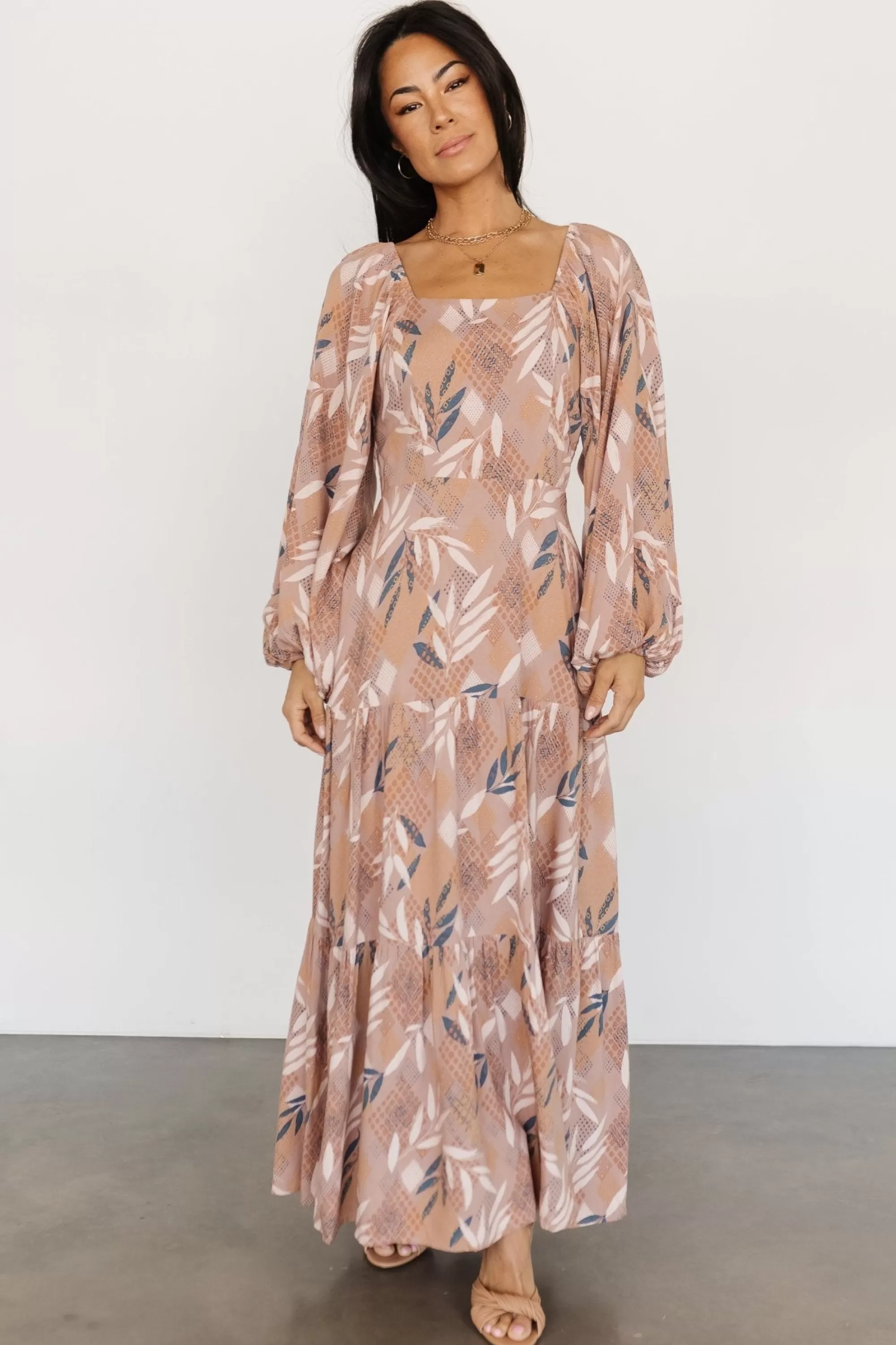 Baltic Born bump friendly | Barbara Maxi Dress | Dusty Mauve Print