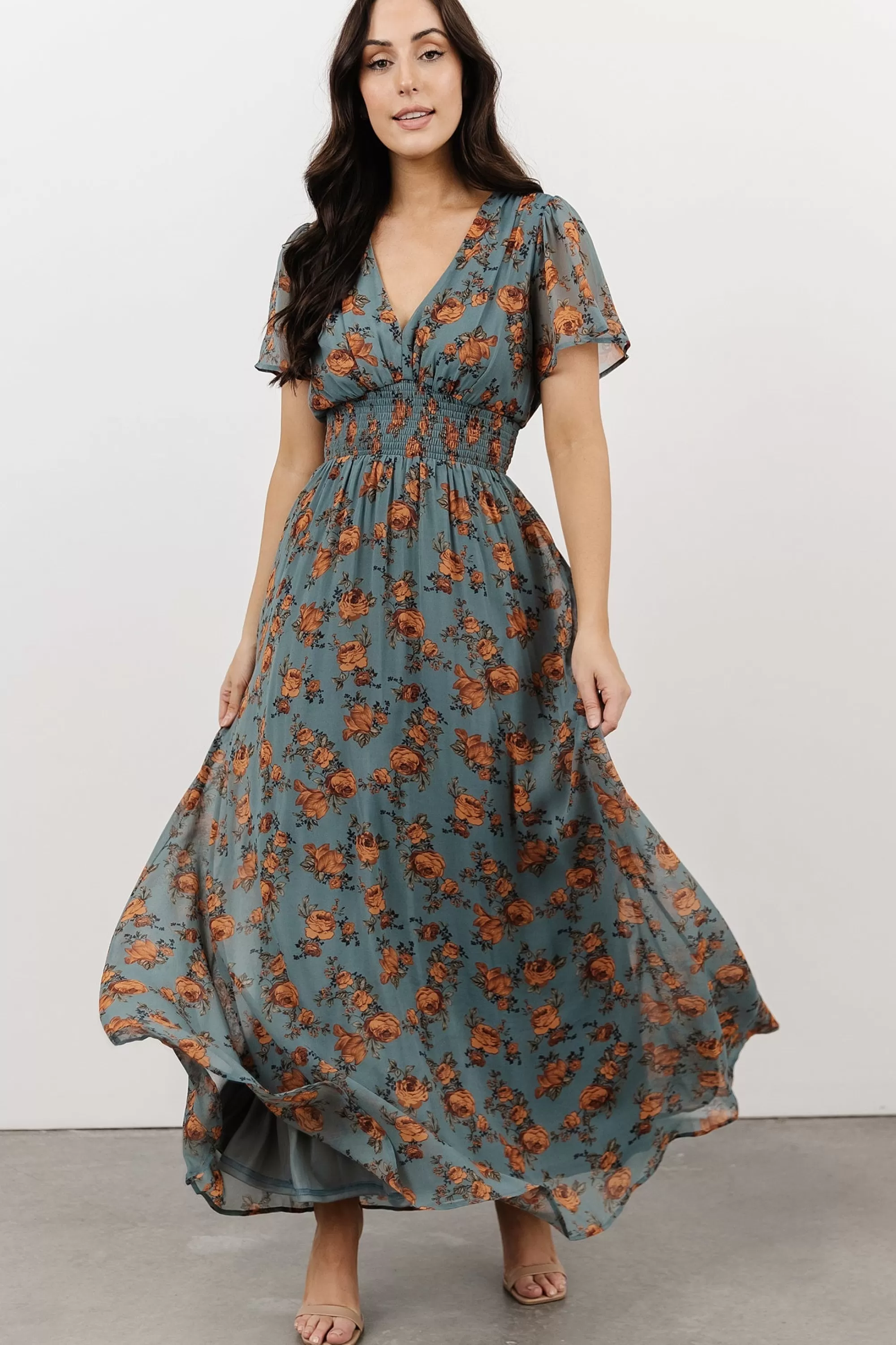 Baltic Born DRESSES | maxi dresses | Birdie Maxi Dress | Dusty Blue Floral