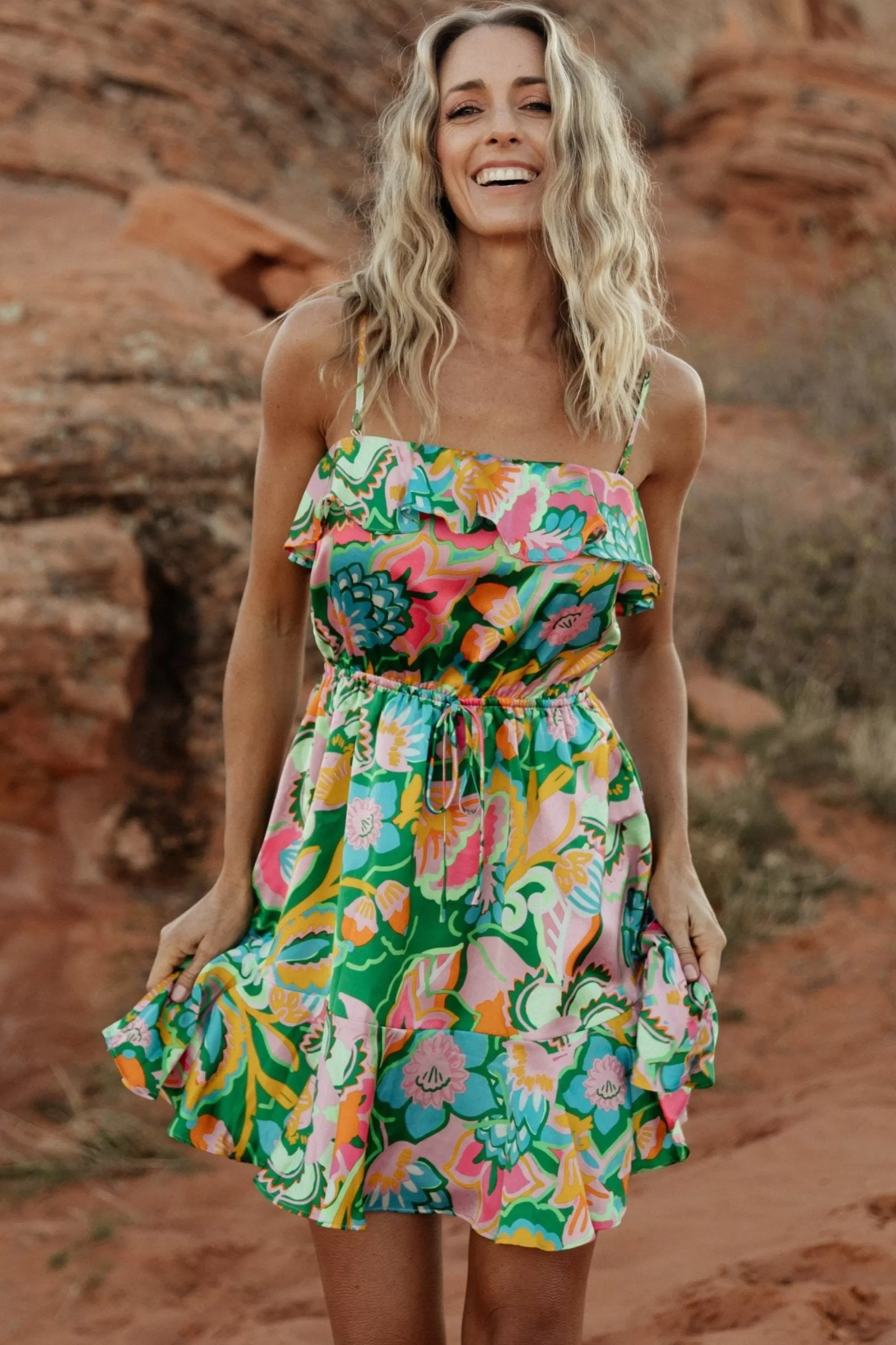 Baltic Born cover up | Braiden Short Dress | Green Multi Floral