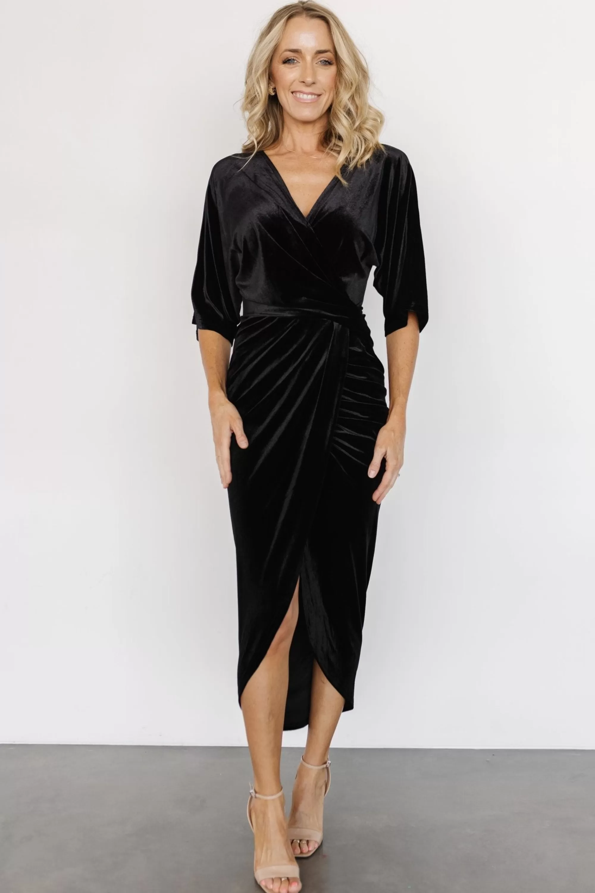 Baltic Born DRESSES | midi dresses | Brendyn Ruched Velvet Dress | Black