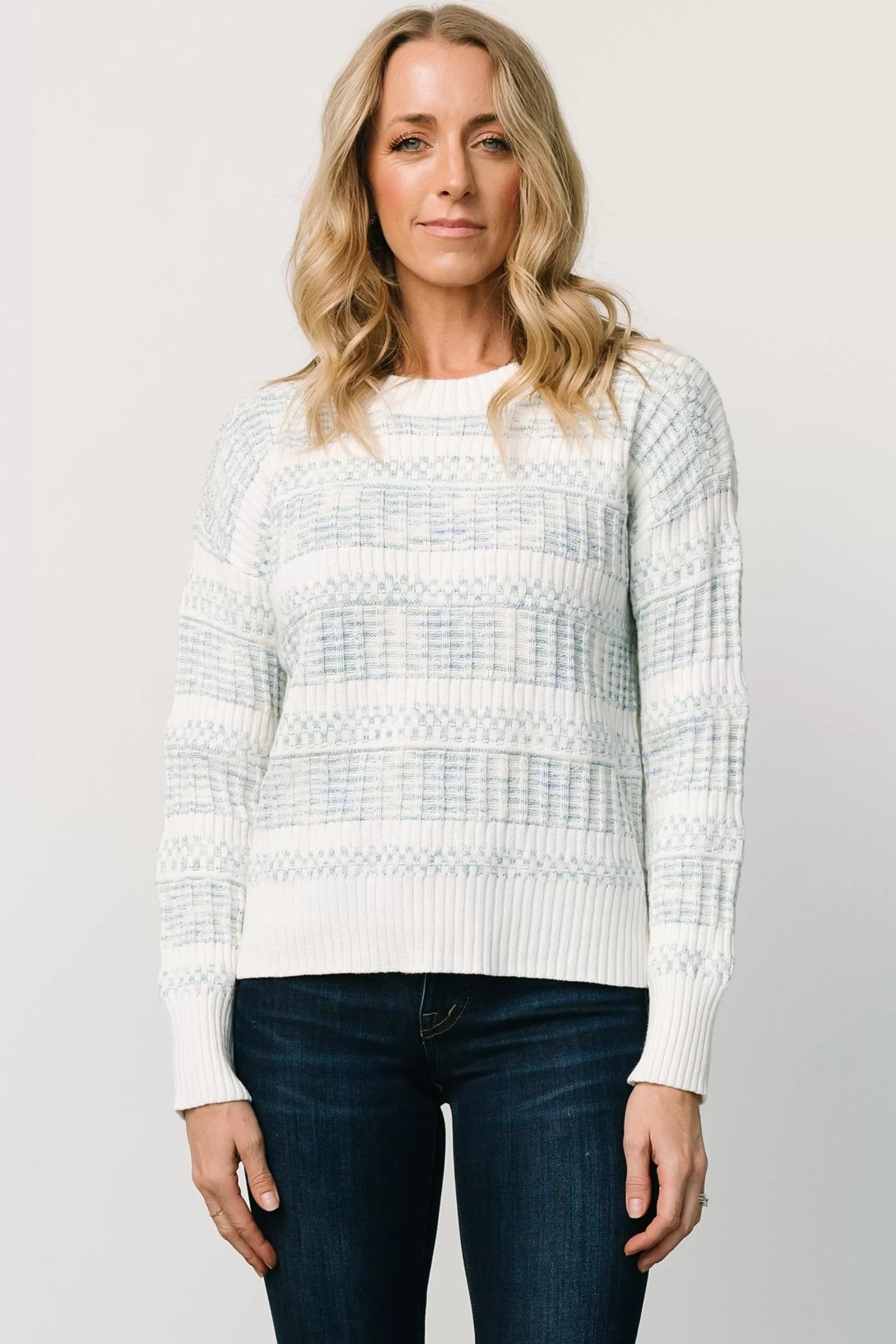 Baltic Born SALE | Brigitte Knit Sweater | Blue + Off White