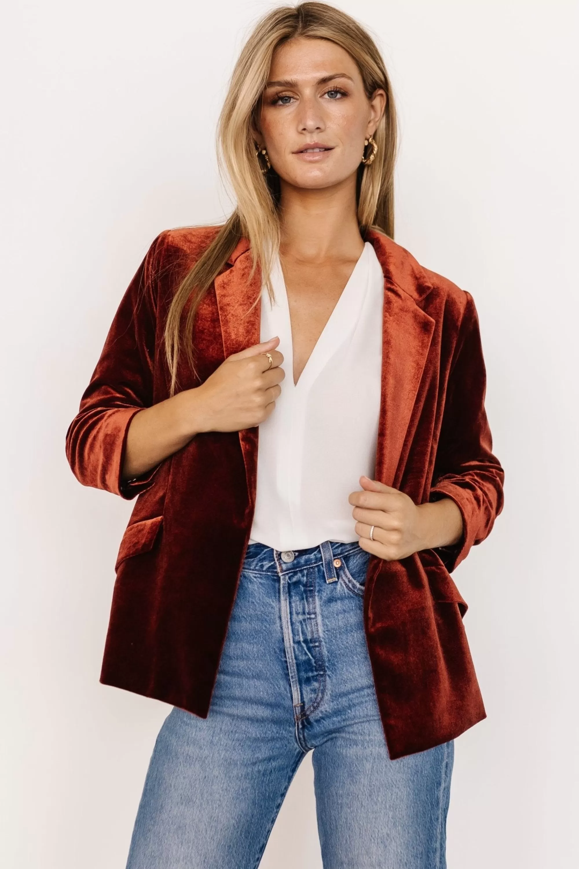 Baltic Born outerwear | Brinton Velvet Blazer | Cinnamon