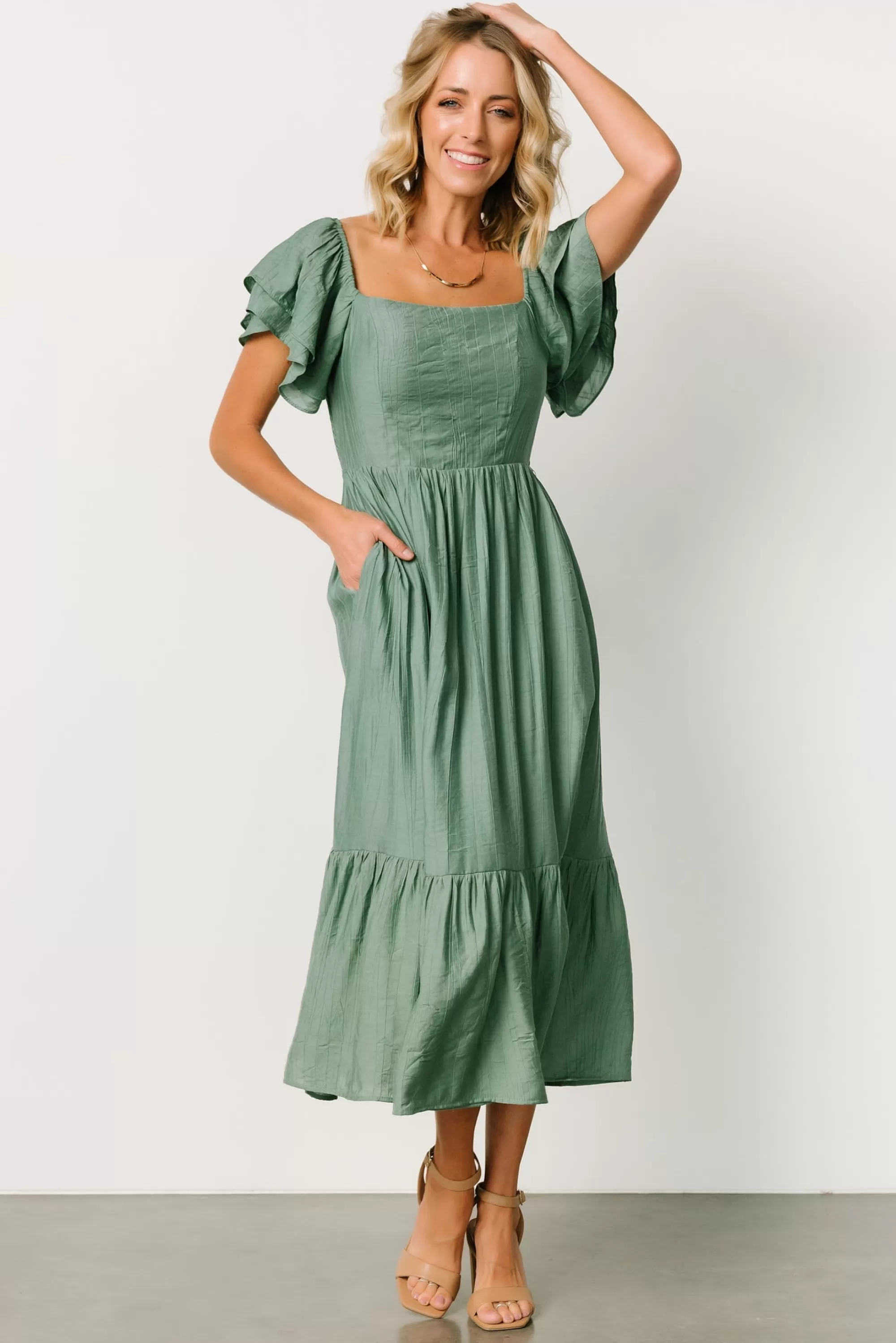 Baltic Born COMING SOON | Buttercup Midi Dress | Dusty Green