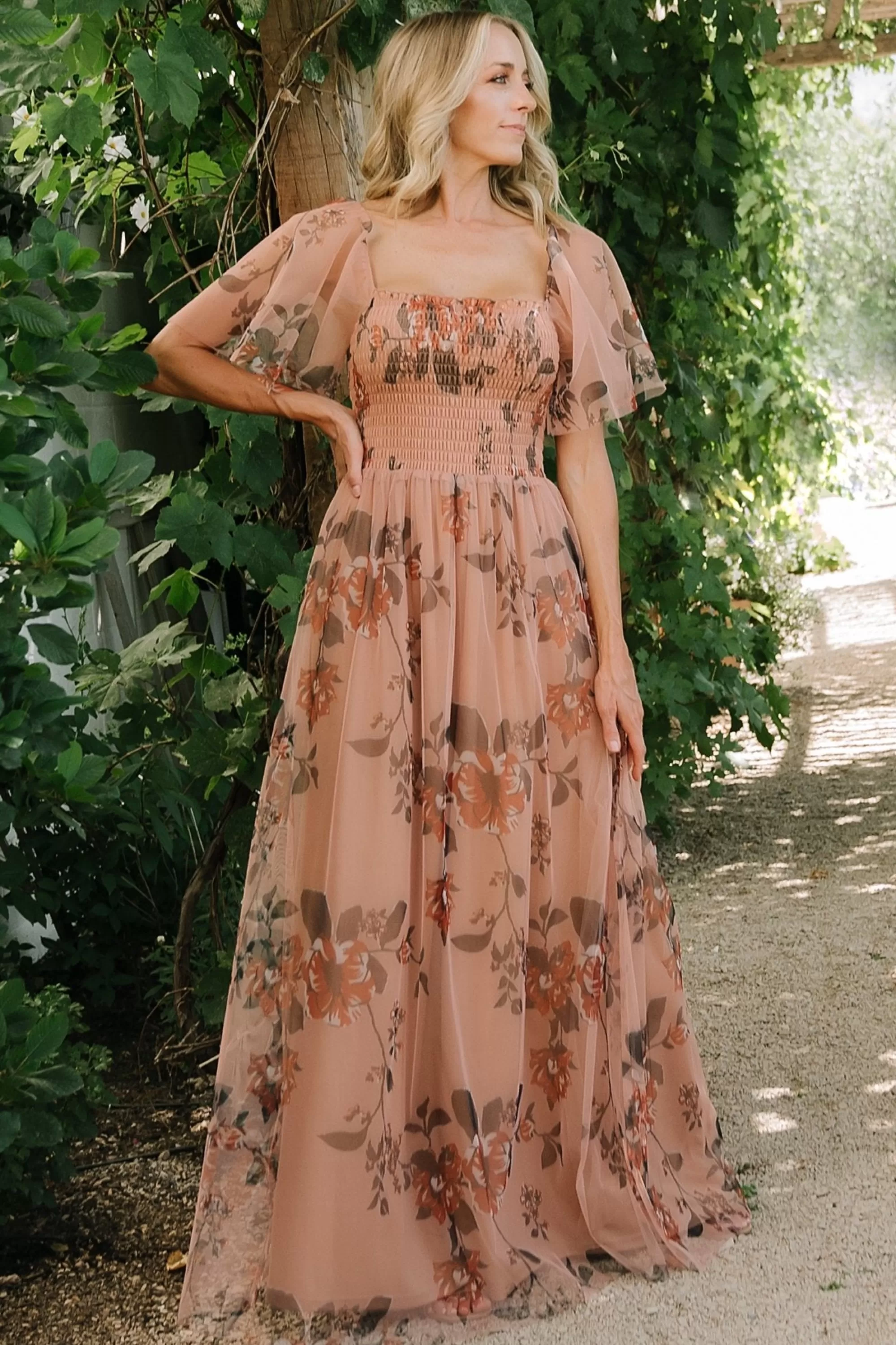 Baltic Born WEDDING SUITE | wedding guest | Cassandra Tulle Maxi Dress | Copper Floral