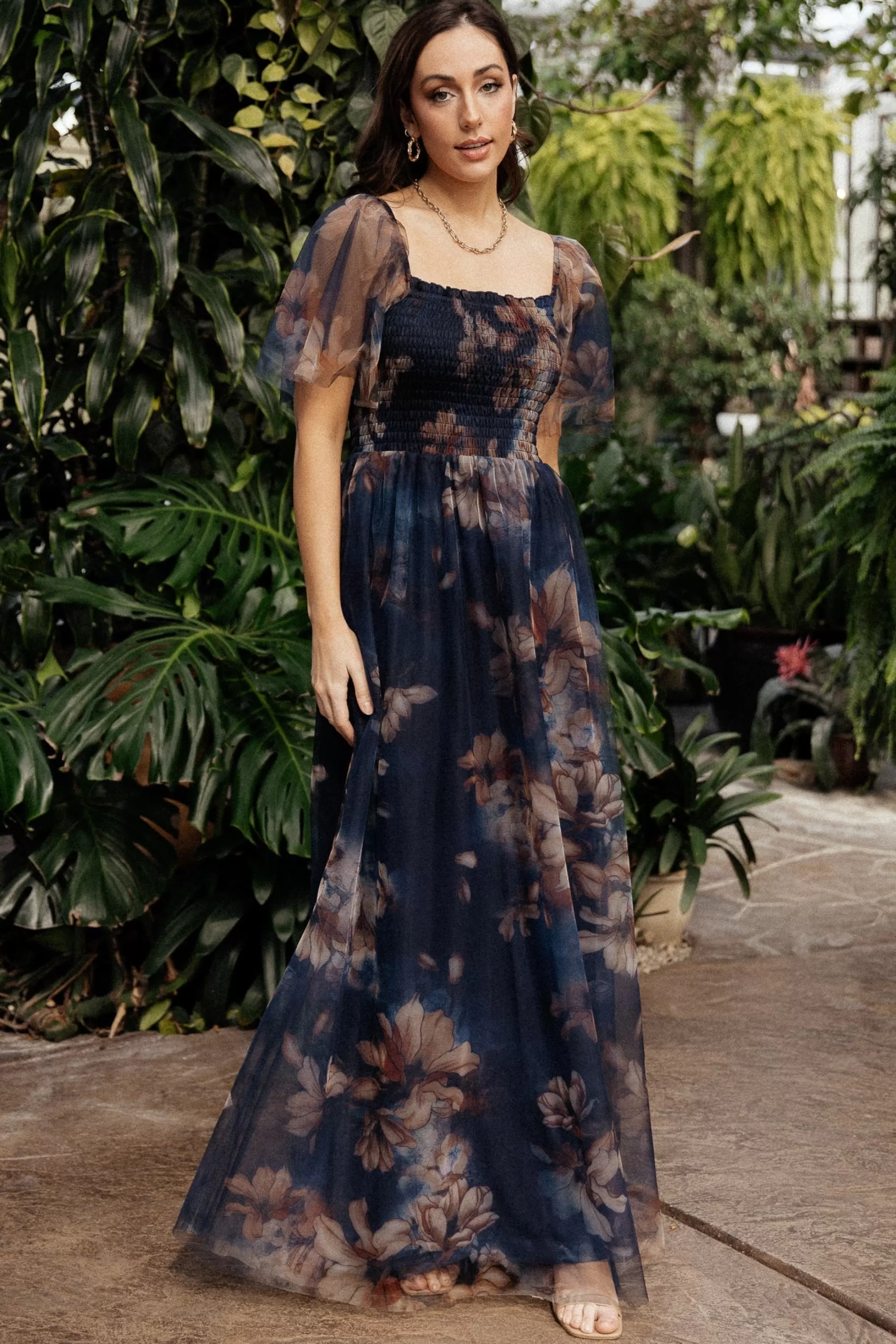 Baltic Born WEDDING SUITE | wedding guest | Cassandra Tulle Maxi Dress | Dark Blue Floral