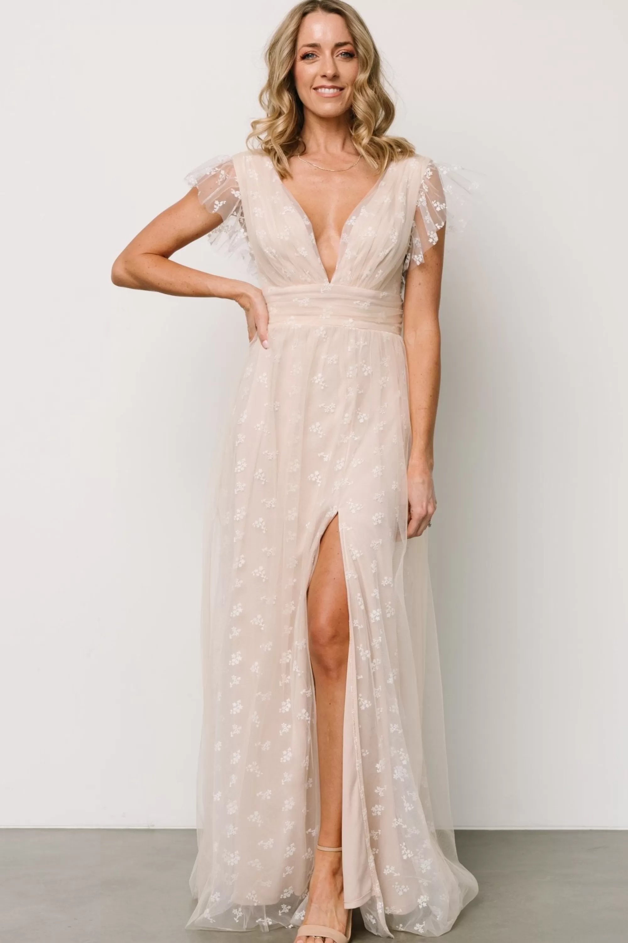 Baltic Born tulle styles | Caterina Tulle Maxi Dress | Natural + White