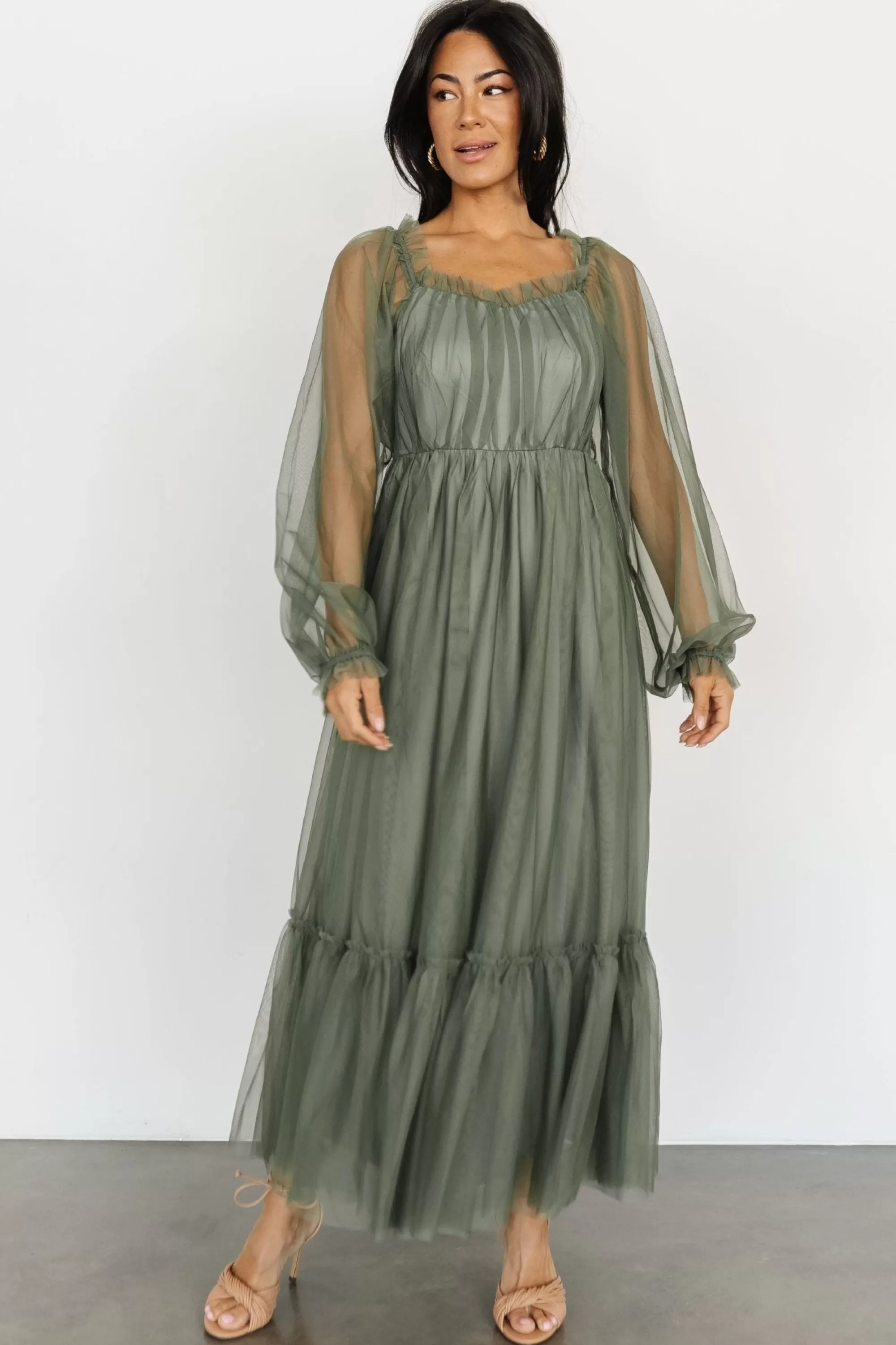 Baltic Born tulle styles | Cleobelle Maxi Dress | Dusty Olive