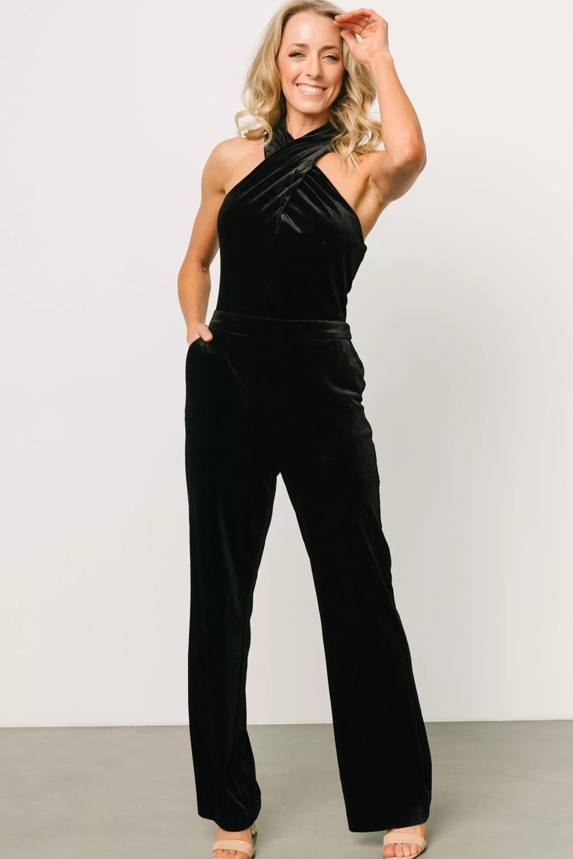 Baltic Born JUMPSUITS + ROMPERS | Cleopatra Velvet Jumpsuit | Black