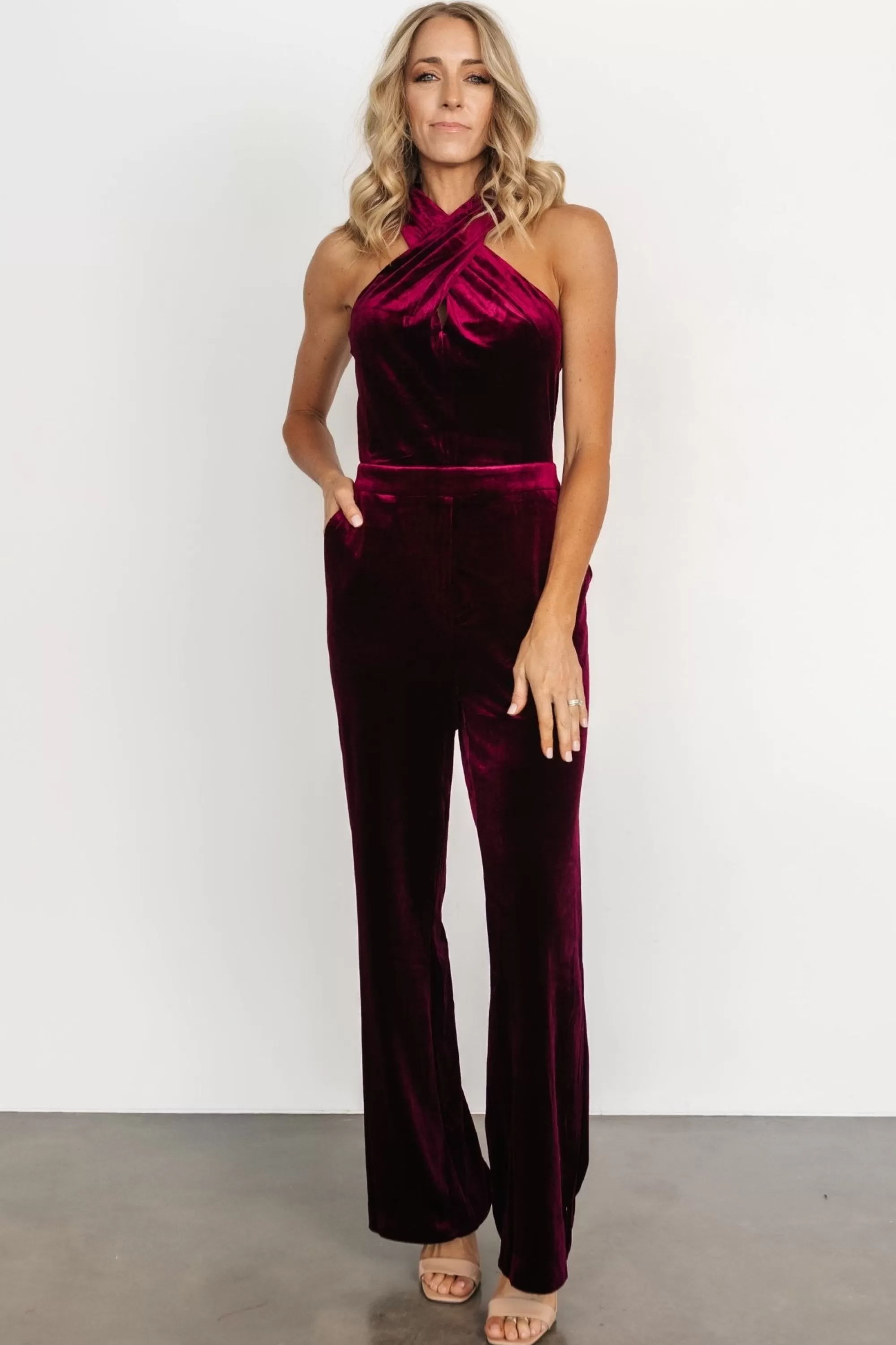 Baltic Born JUMPSUITS + ROMPERS | Cleopatra Velvet Jumpsuit | Burgundy