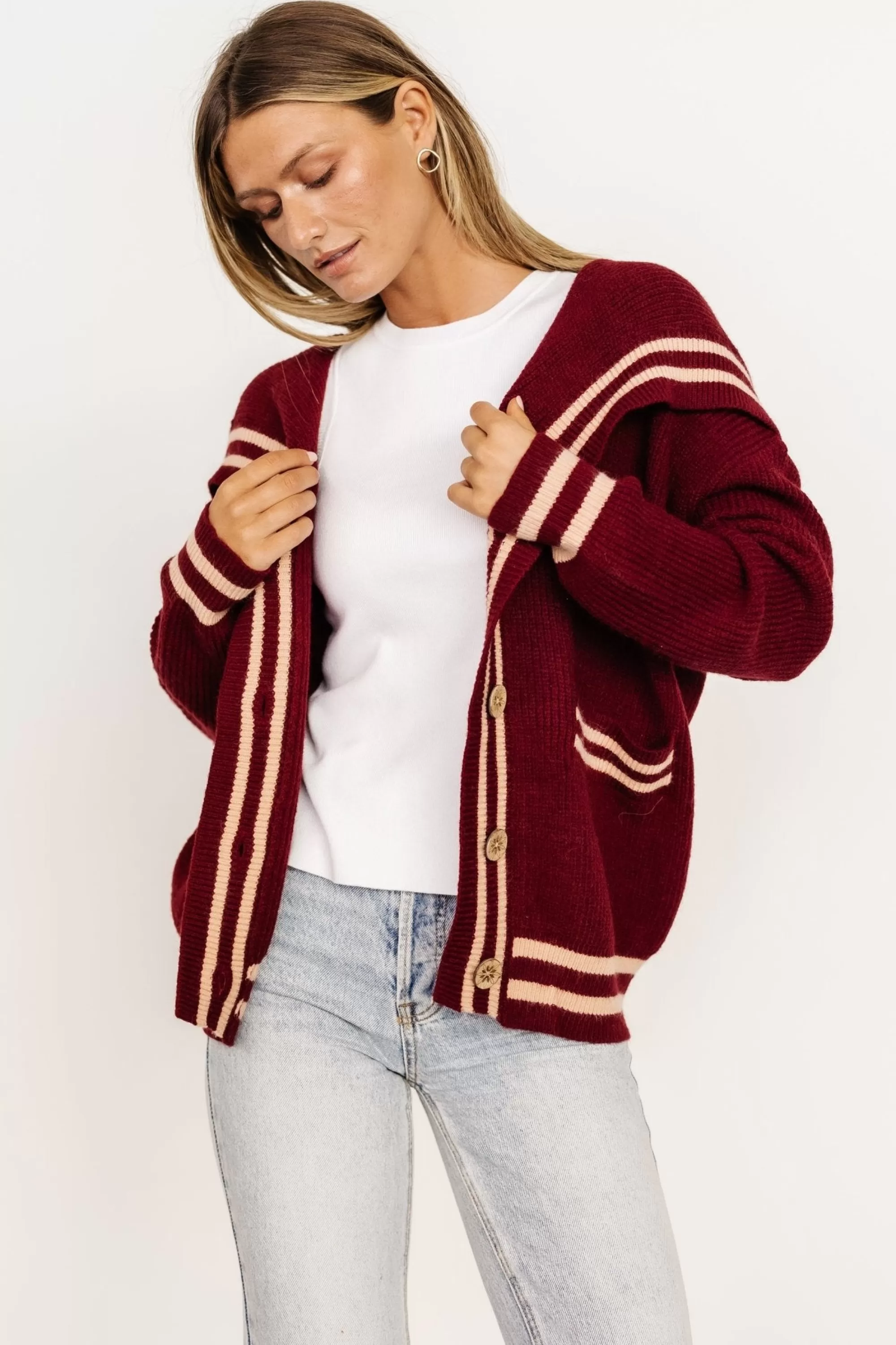 Baltic Born sweaters | WINTER ESSENTIALS | Corbett Knit Cardigan | Burgundy