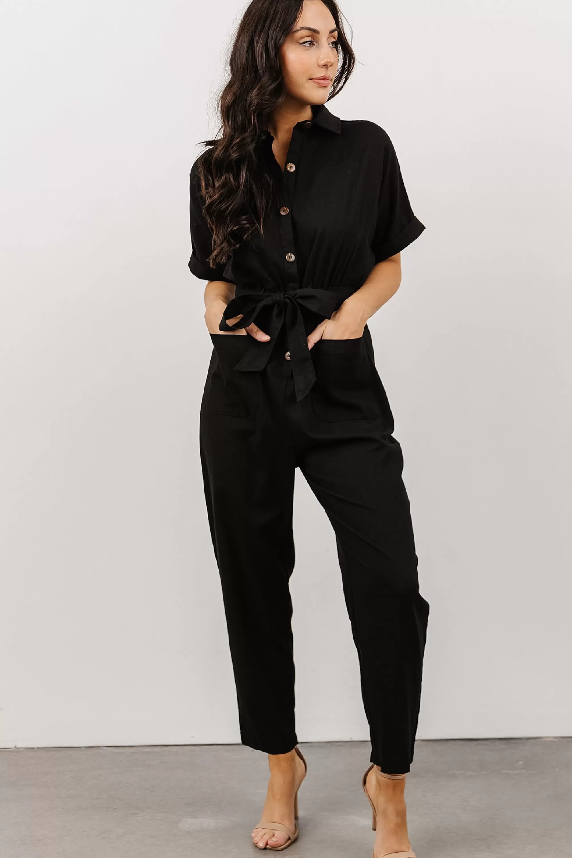 Baltic Born JUMPSUITS + ROMPERS | Dallas Button Up Jumpsuit | Black