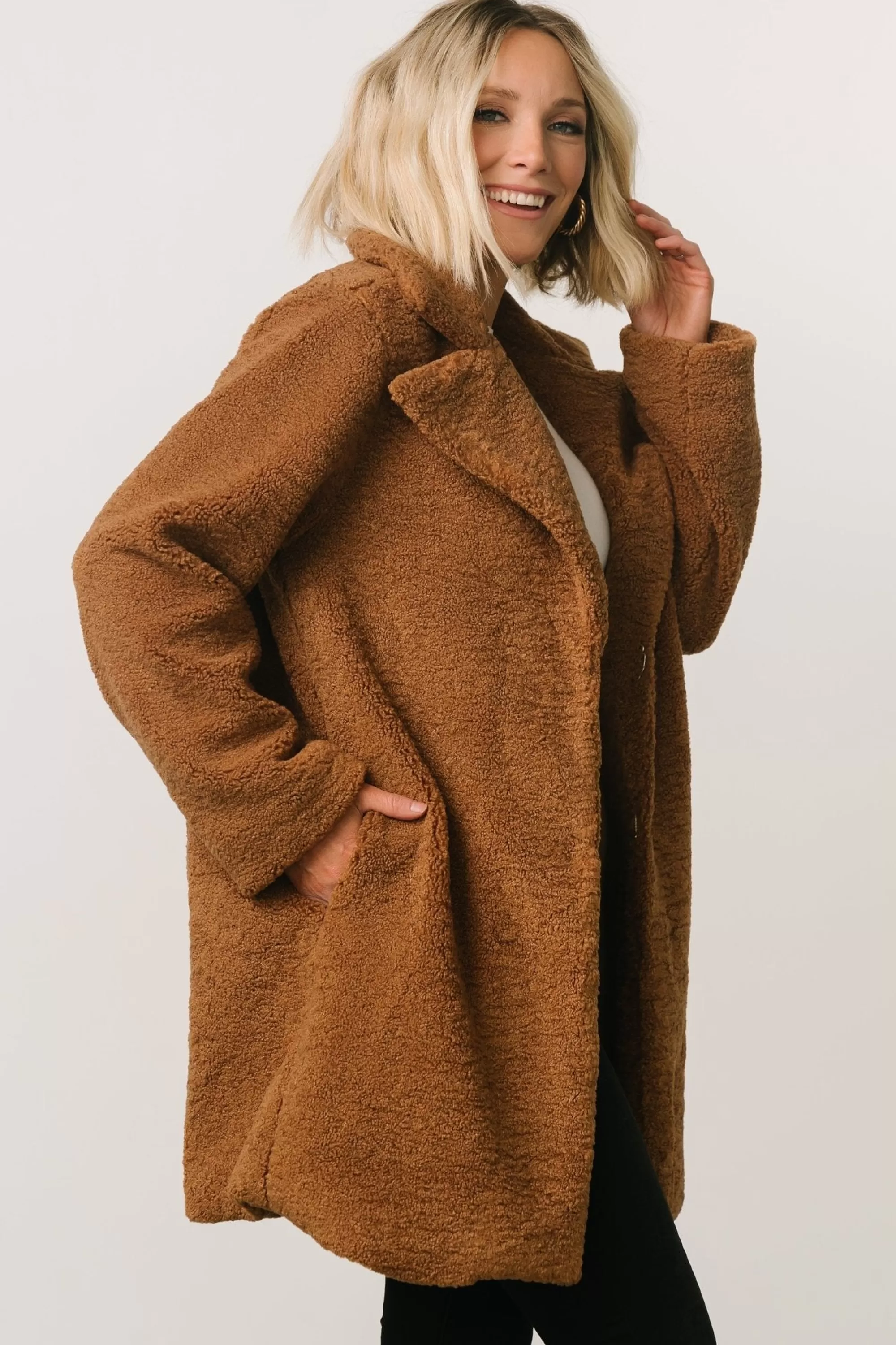 Baltic Born outerwear | Damien Sherpa Coat | Dark Camel