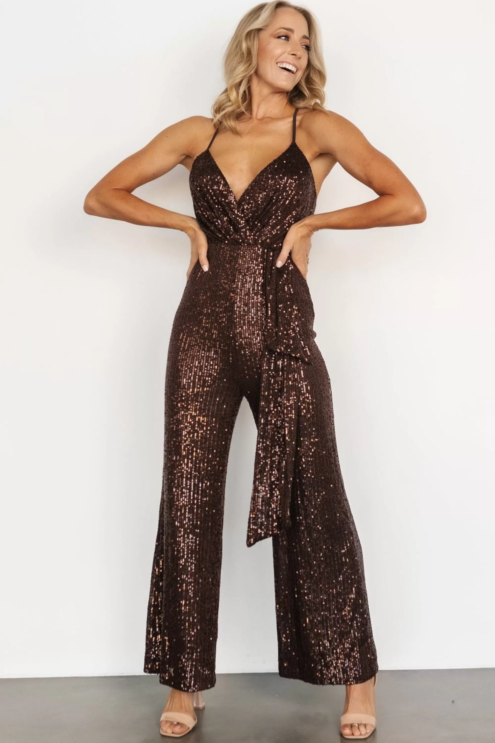 Baltic Born JUMPSUITS + ROMPERS | Darius Sequin Jumpsuit | Chocolate