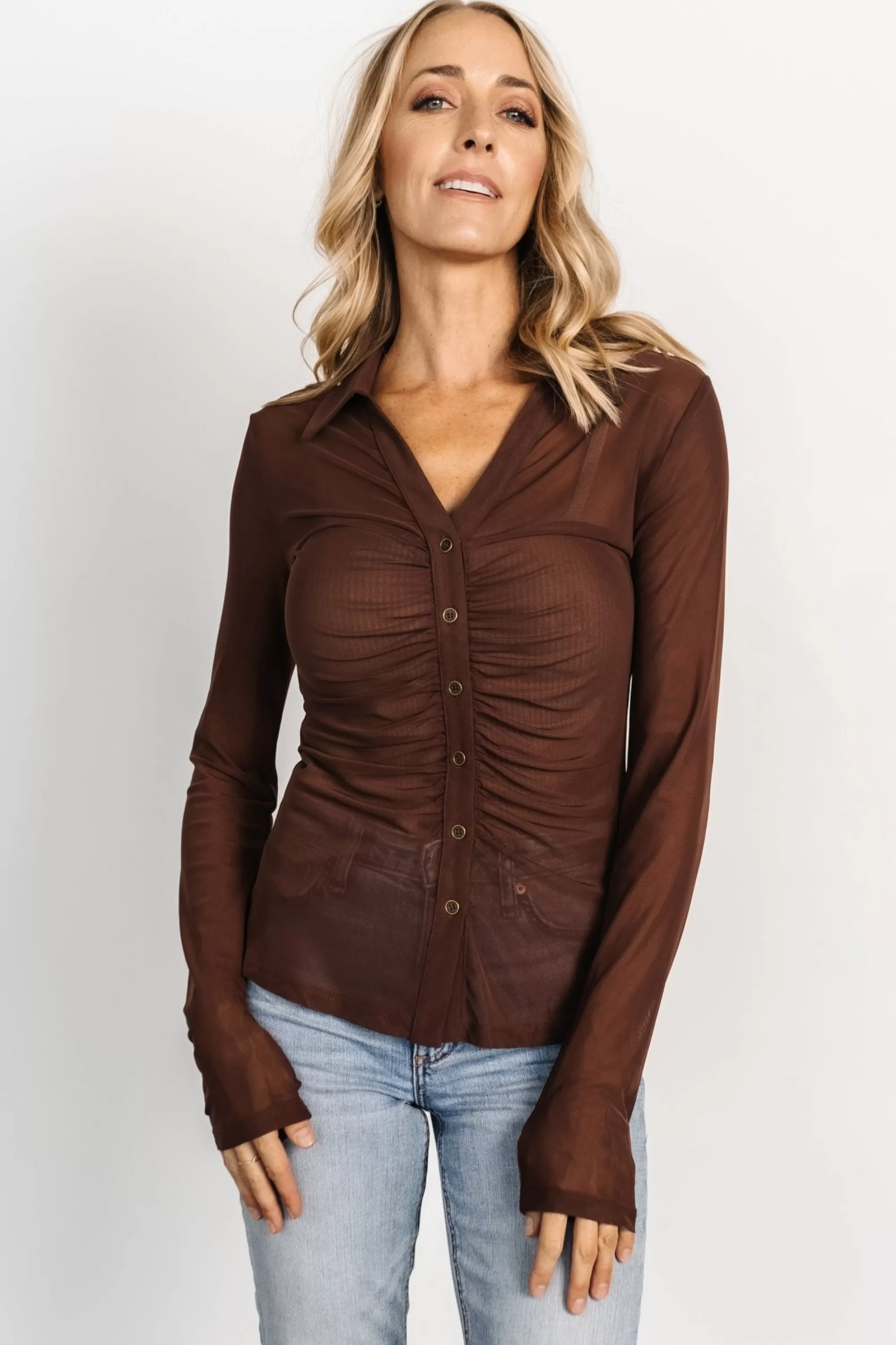 Baltic Born blouses + shirts | Dax Mesh Top | Chocolate