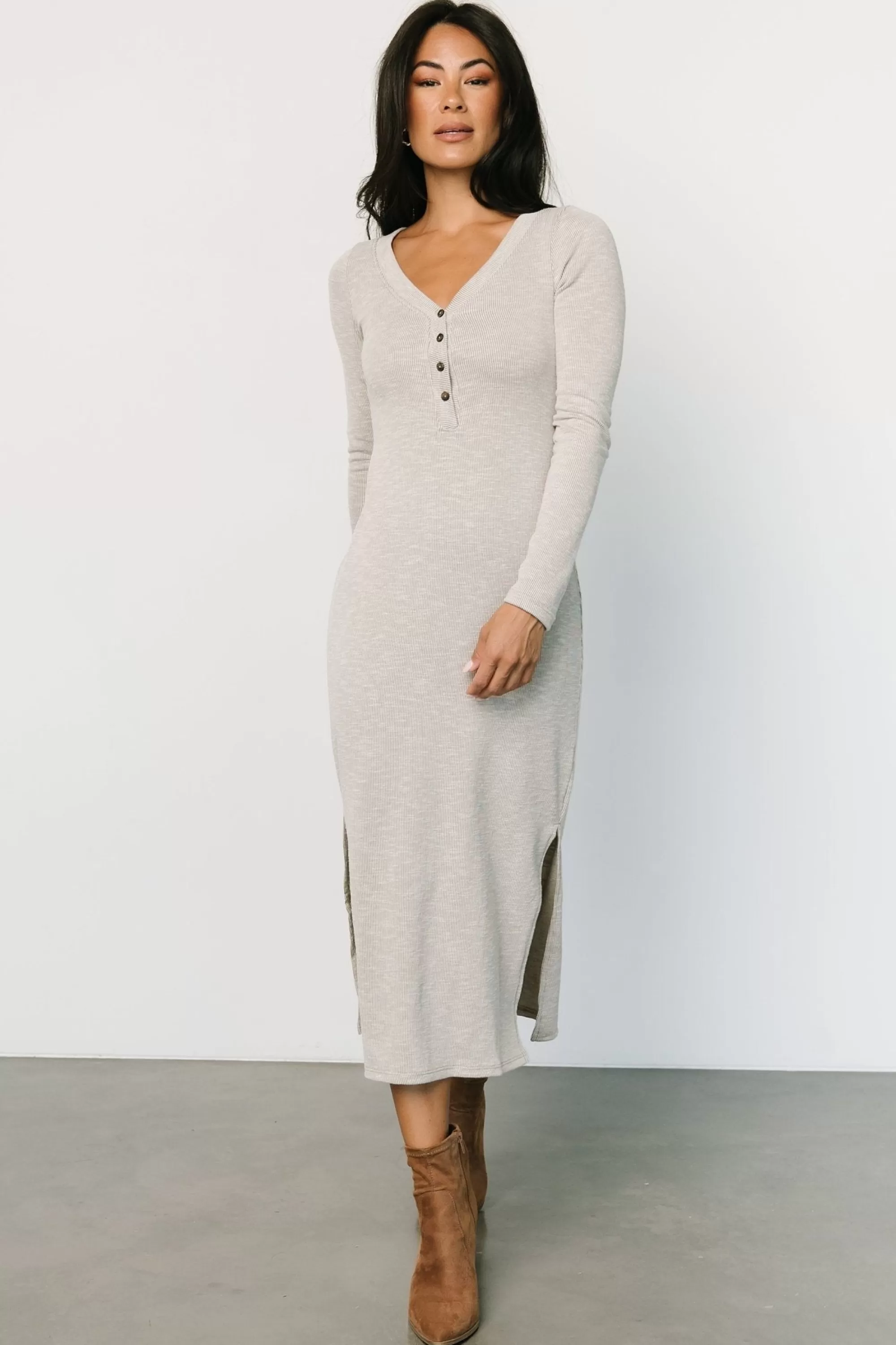 Baltic Born midi dresses | Denver Ribbed Midi Dress | Light Gray