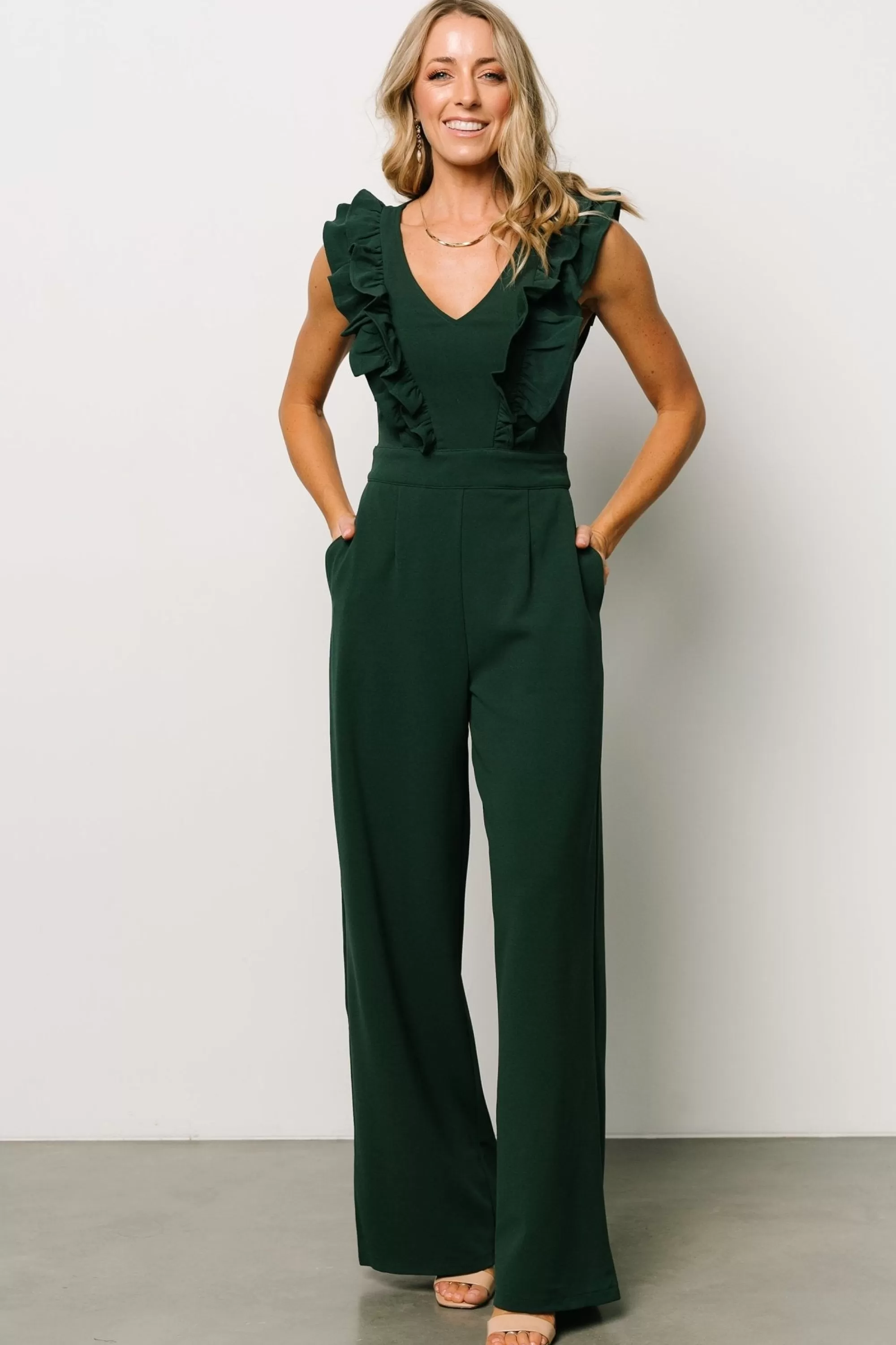 Baltic Born JUMPSUITS + ROMPERS | Descanso Ruffle Jumpsuit | Dark Green