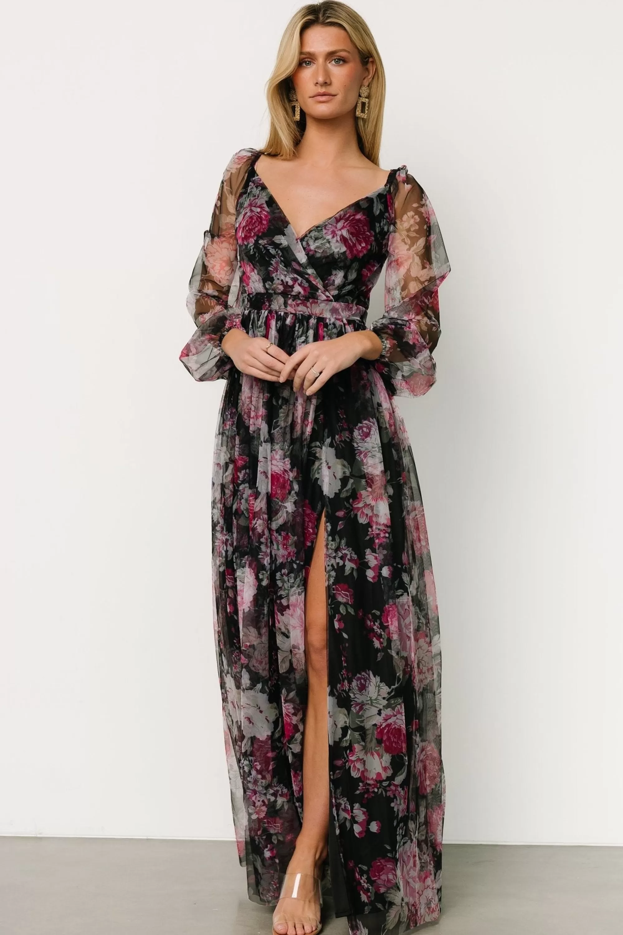 Baltic Born COMING SOON | Desiree Tulle Maxi Dress | Black Floral