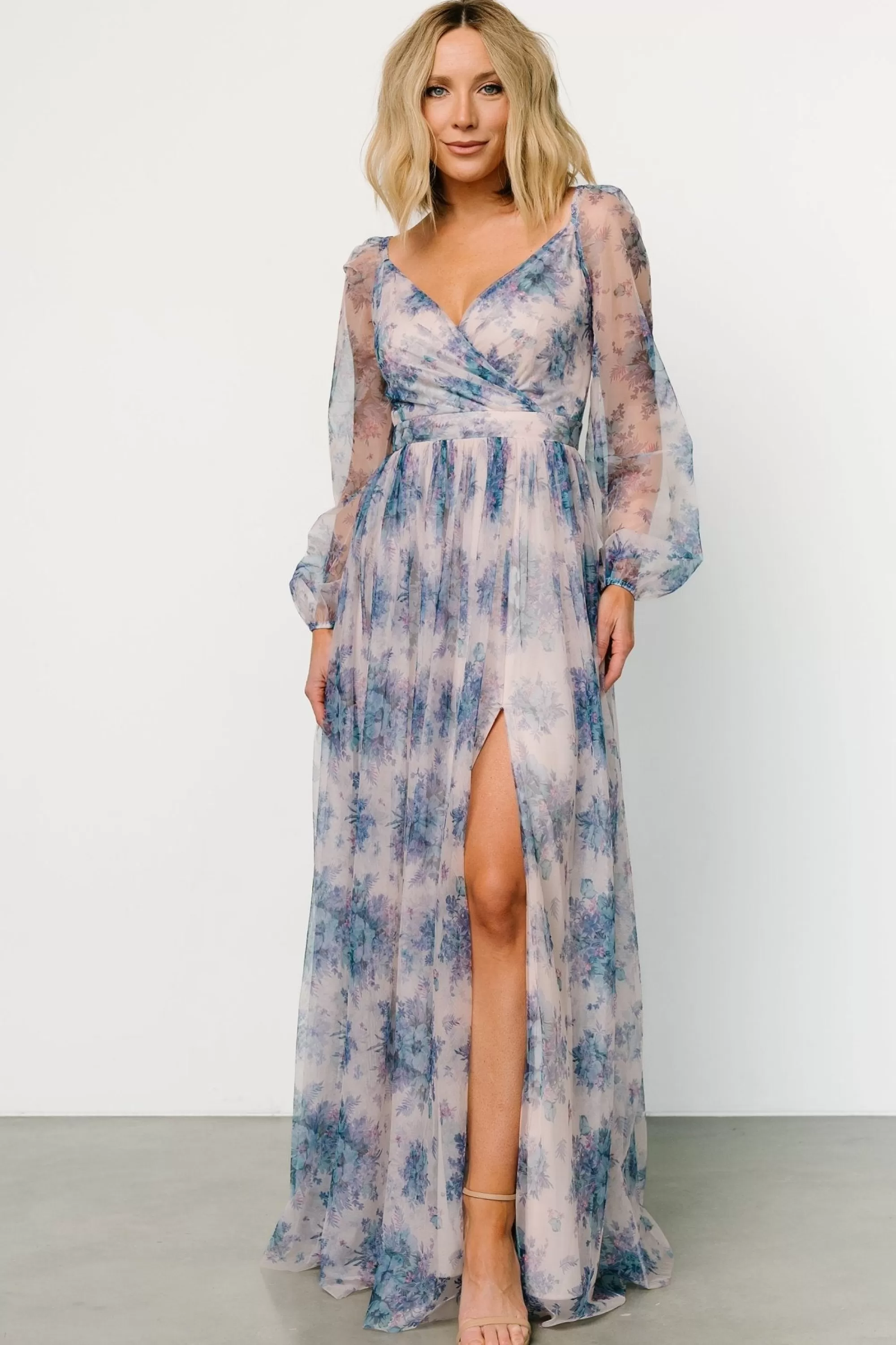 Baltic Born COMING SOON | Desiree Tulle Maxi Dress | Natural + Slate Floral