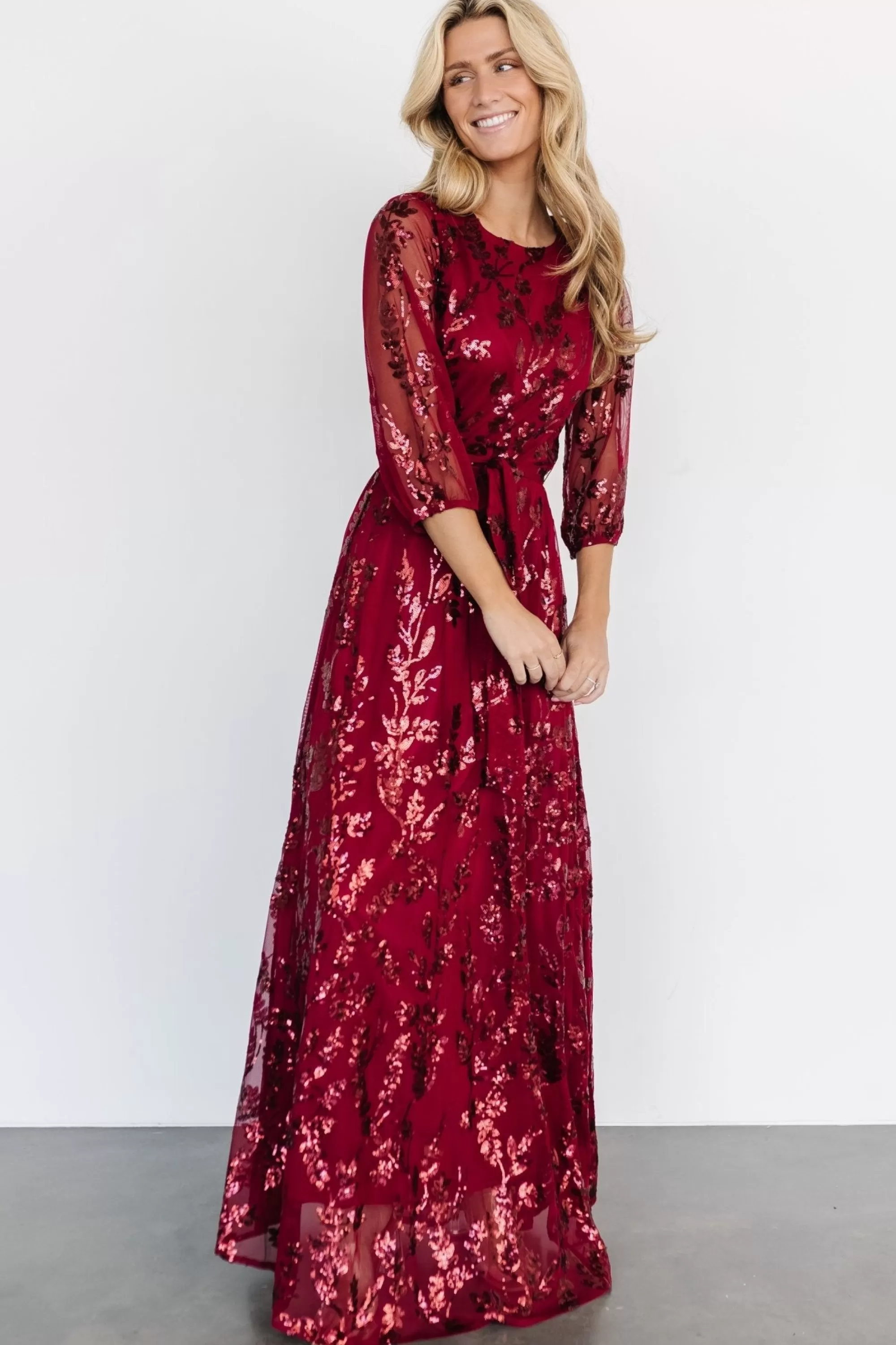 Baltic Born COMING SOON | Destiny Sequin Maxi Dress | Wine