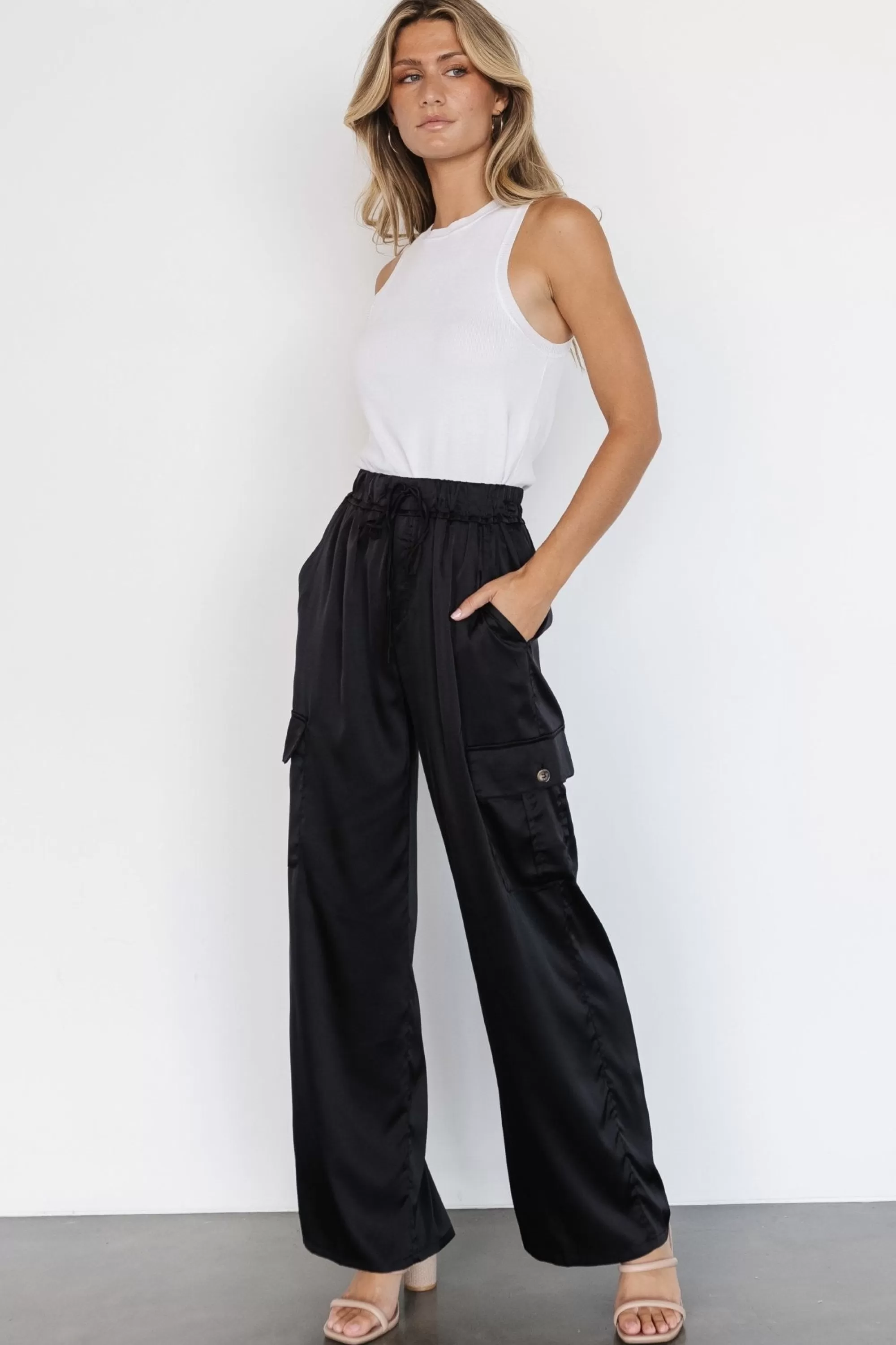 Baltic Born pants | Drey Satin Pants | Black