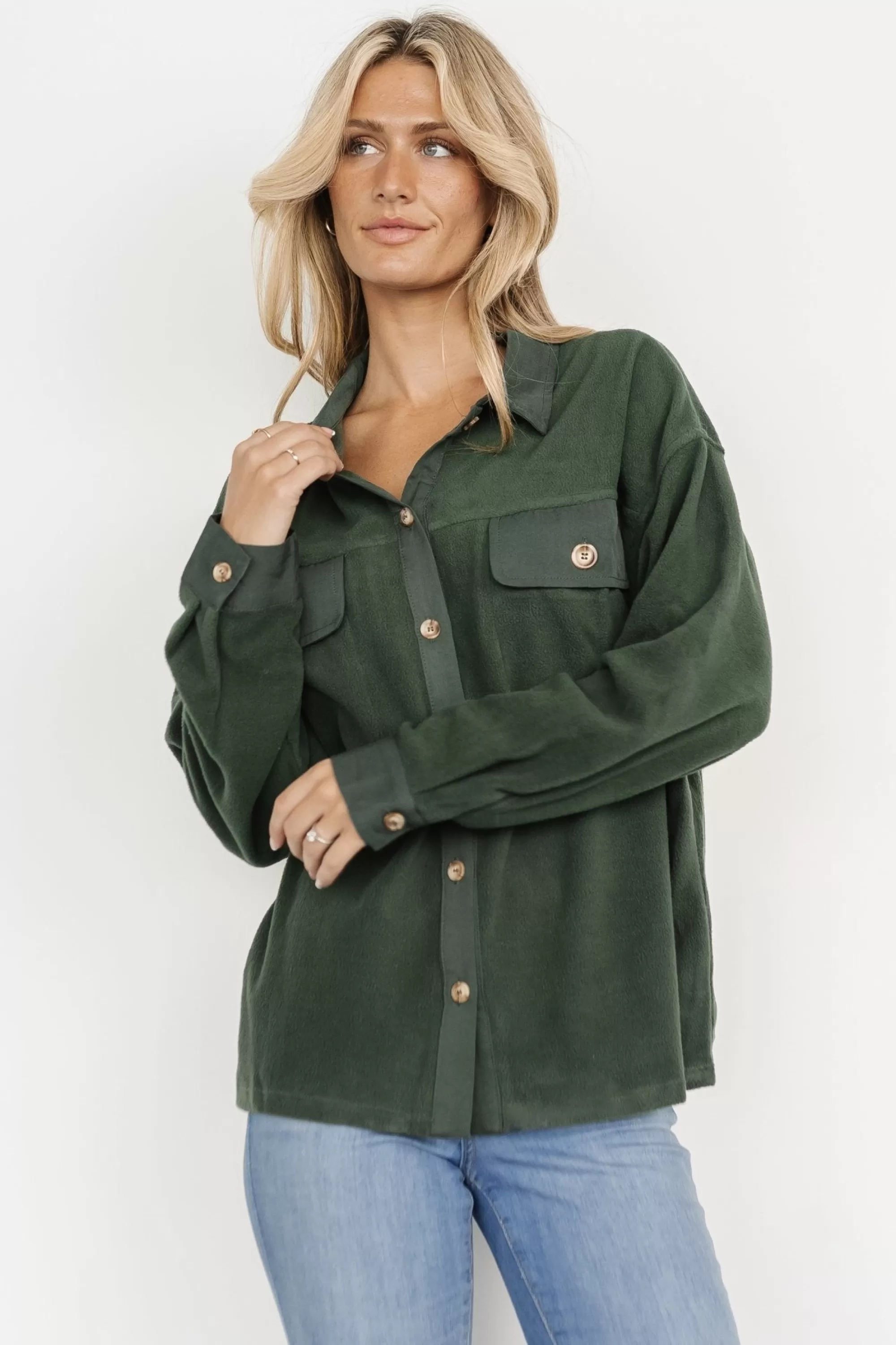 Baltic Born outerwear | Duke Button Up Top | Forest Green