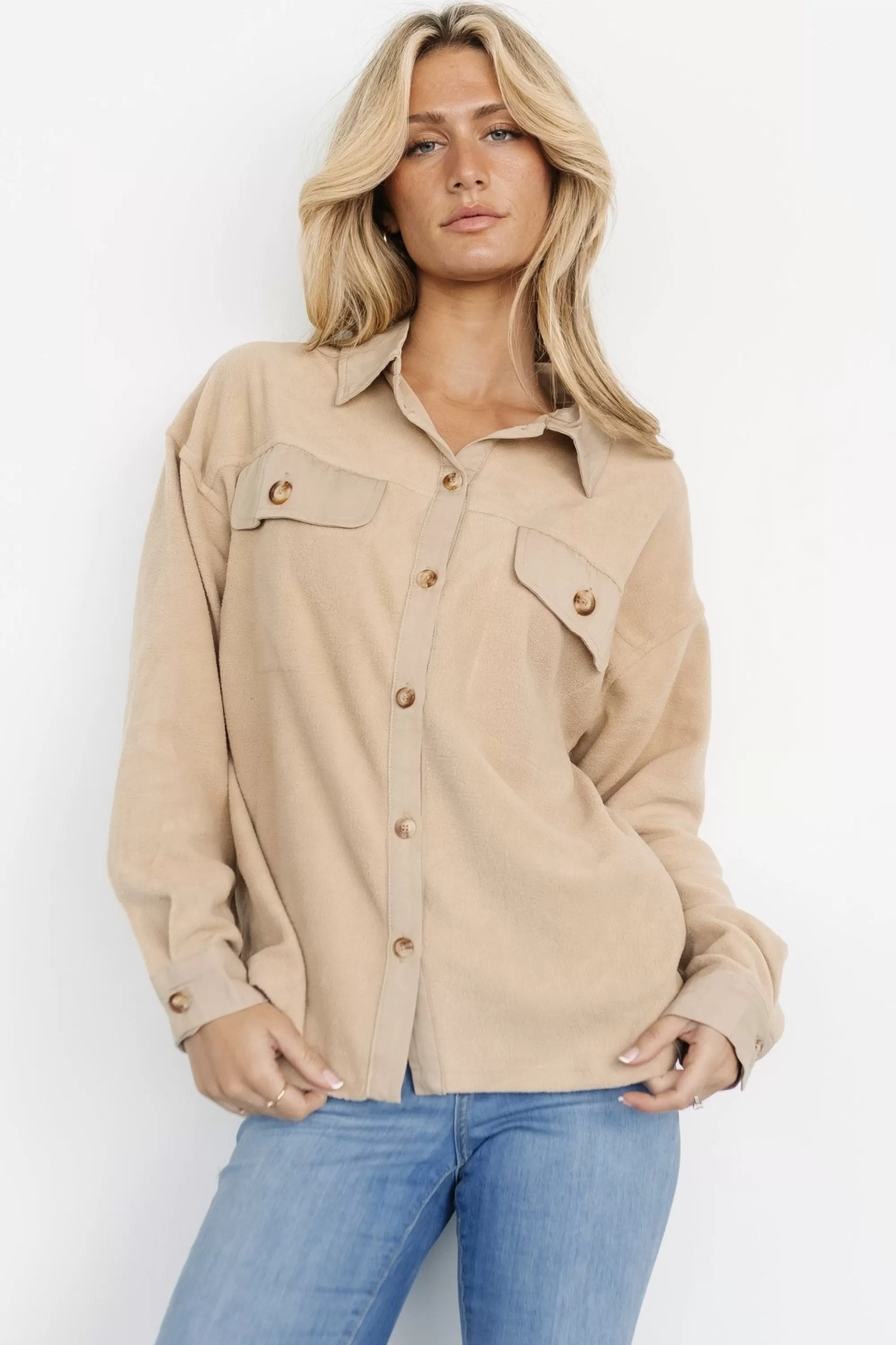 Baltic Born outerwear | Duke Button Up Top | Taupe