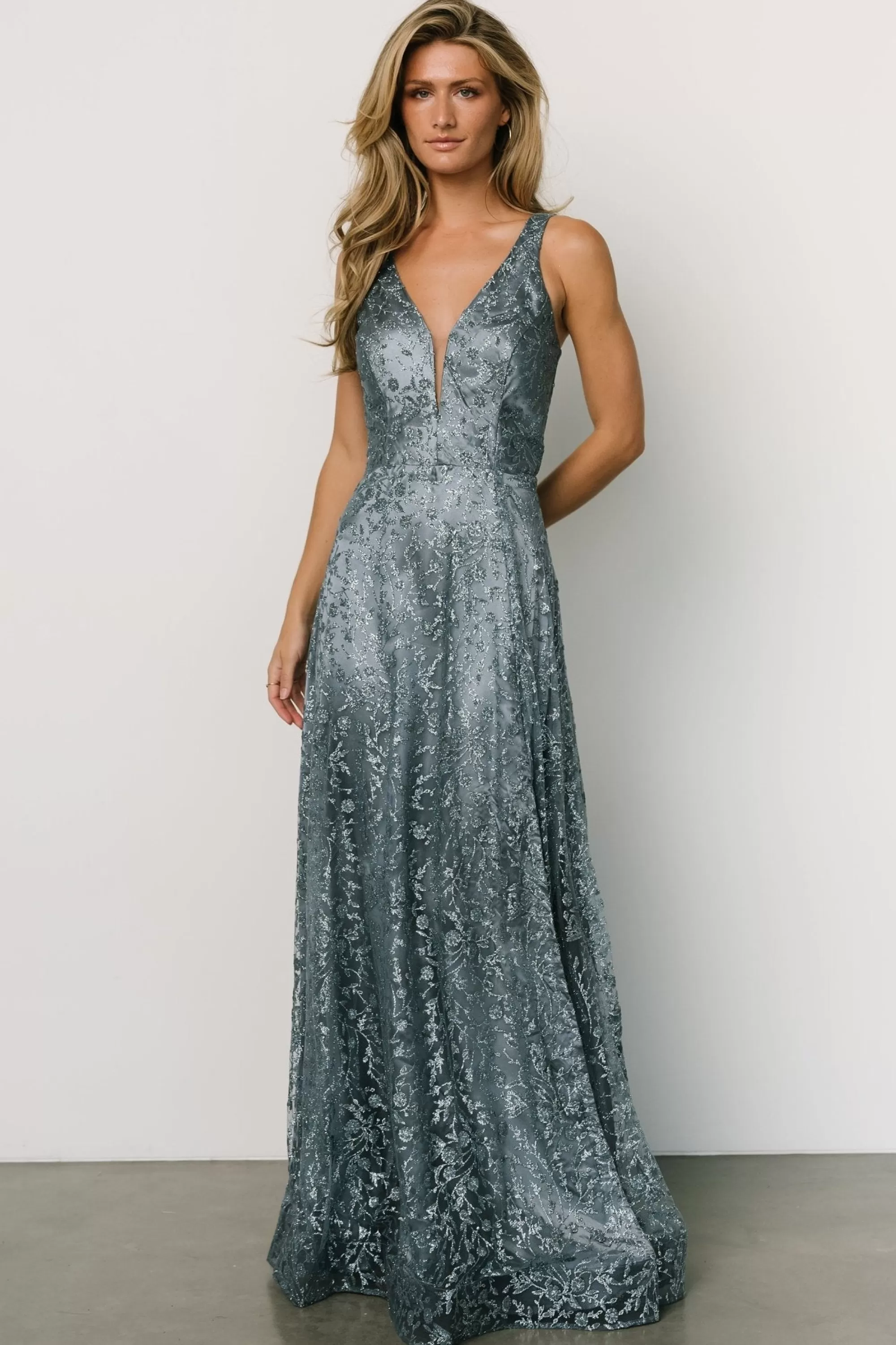 Baltic Born embellished + sequined | Eliana Shimmer Gown | Slate Blue