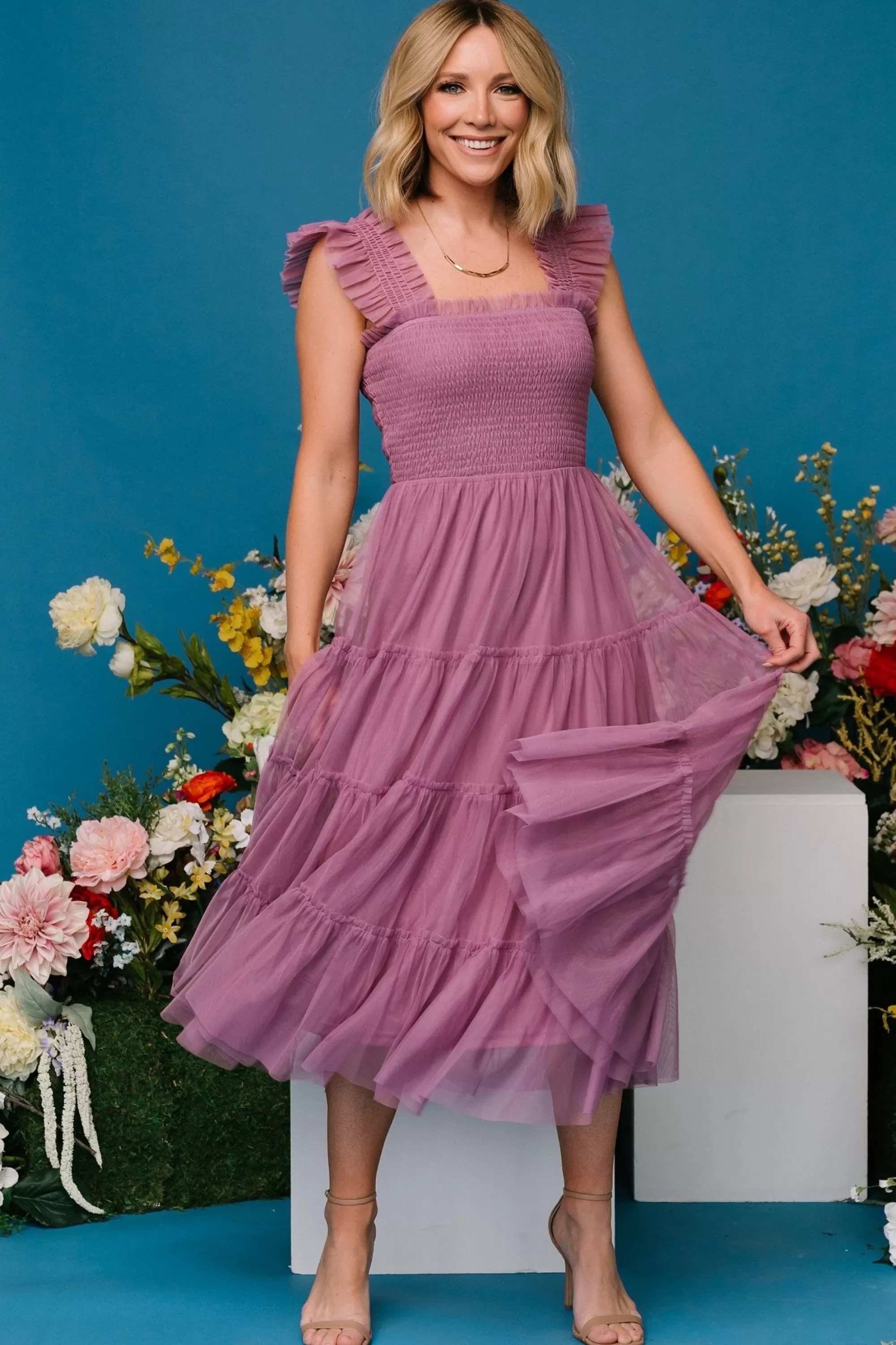 Baltic Born DRESSES | midi dresses | Emma Smocked Tulle Dress | Orchid