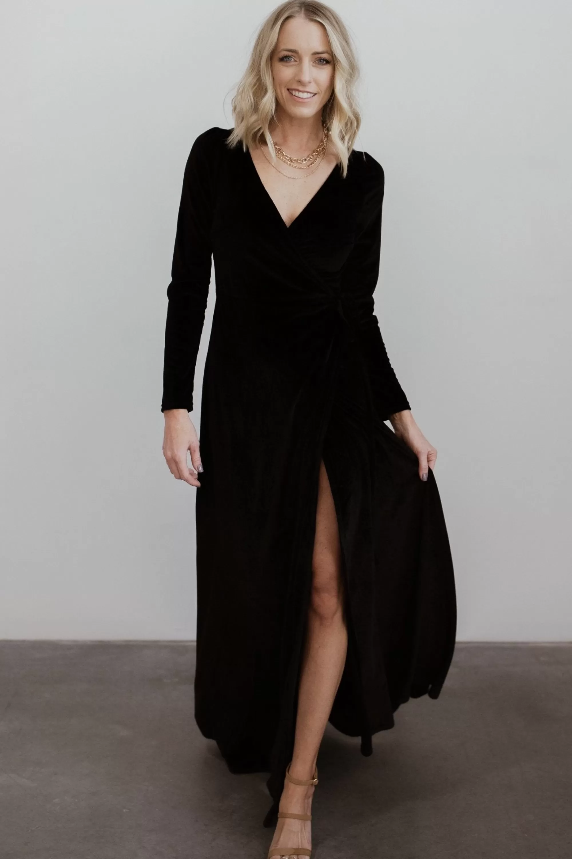 Baltic Born WINTER ESSENTIALS | SALE | Esmerelda Velvet Wrap Maxi Dress | Black