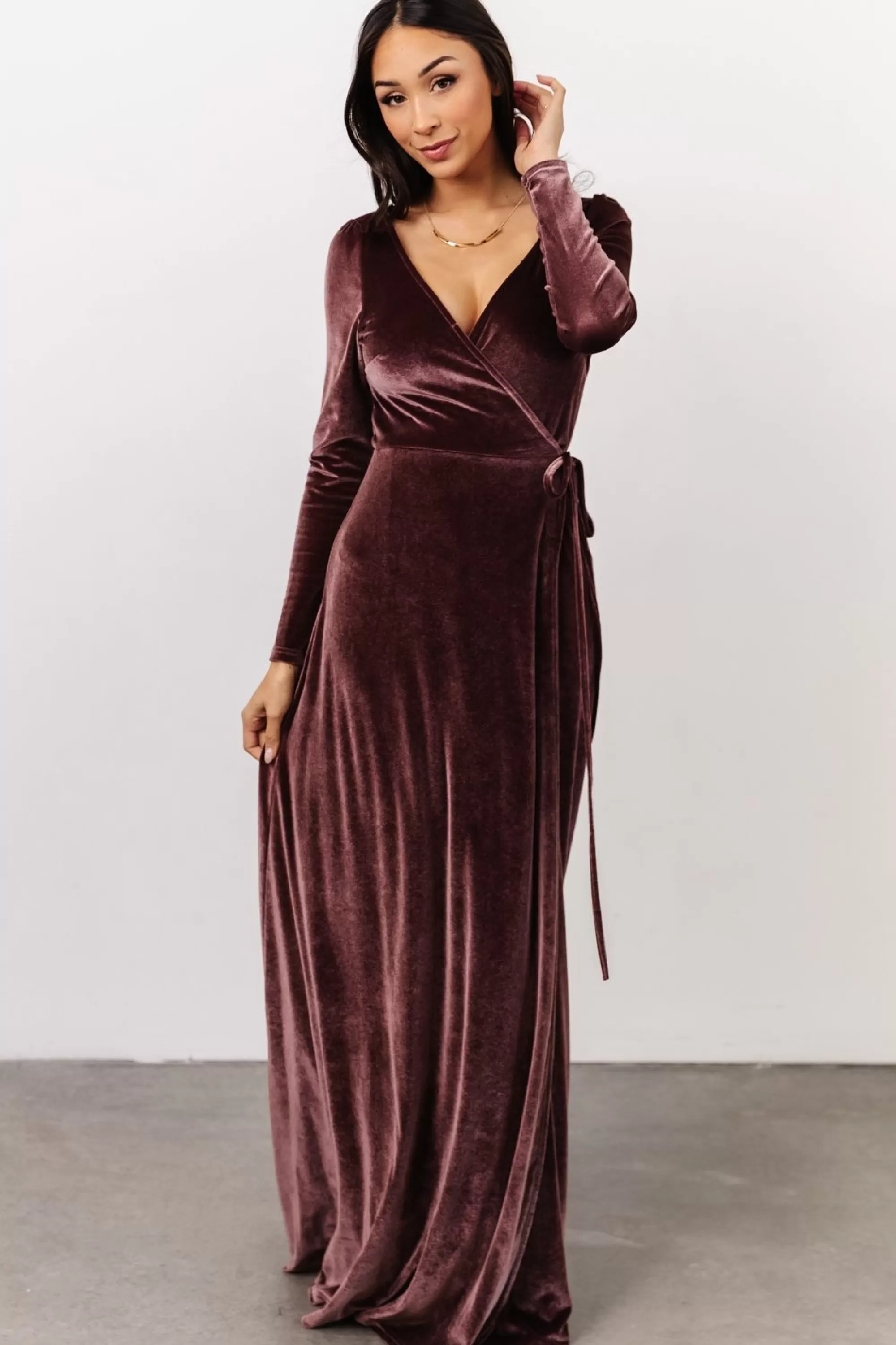 Baltic Born WINTER ESSENTIALS | SALE | Esmerelda Velvet Wrap Maxi Dress | Dusty Plum